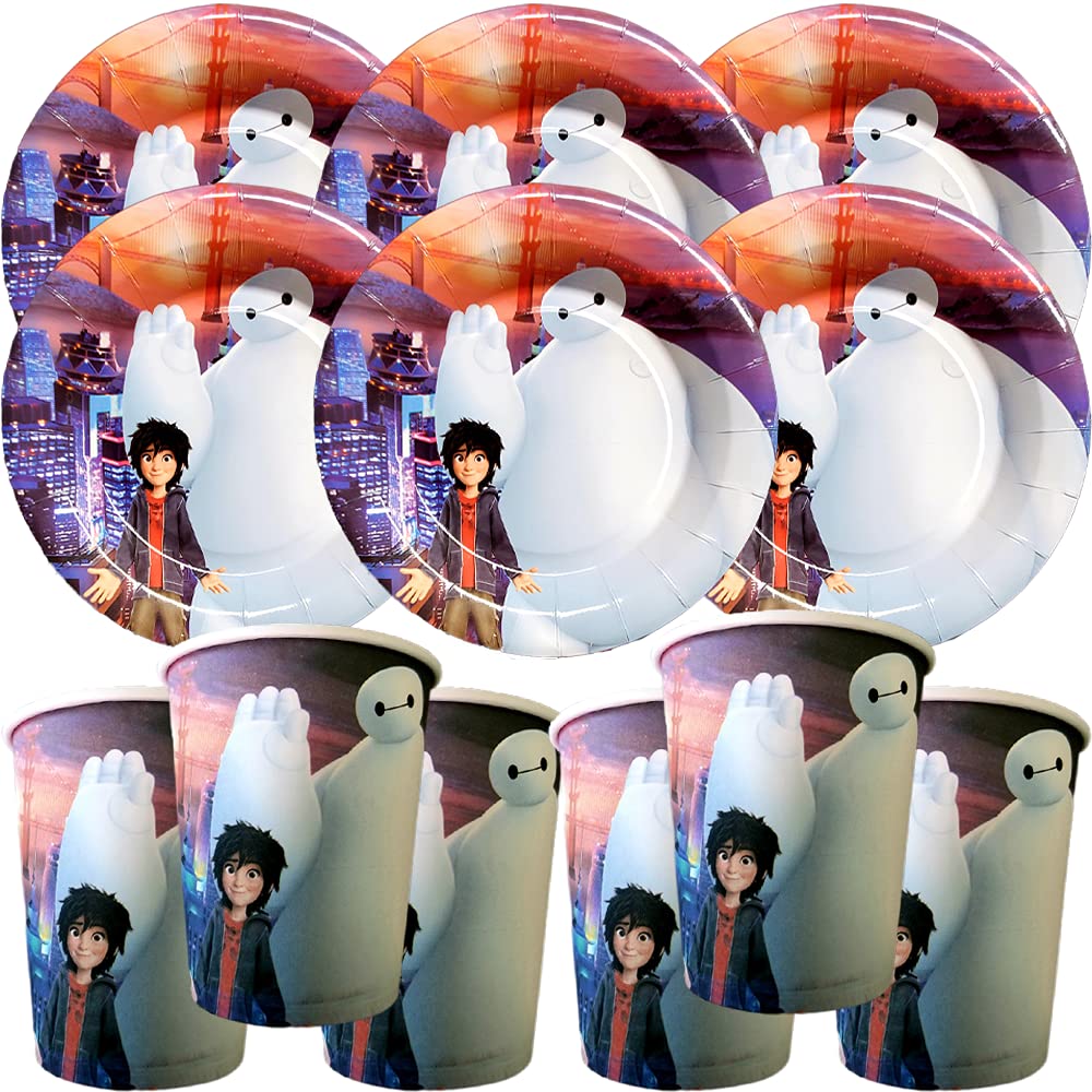 **12-Piece Baymax Big Hero 6 Party Combo Set - Includes 6 Kids Cups & 6 Cake Plates - Themed Birthday Party Supplies, Favors, Decorations & Centerpiece Ideas for Kids' Celebrations**    **Perfect for:** Birthday parties, kids' celebrations, Disney Big Hero 6 themed events, party favors, and home decorations.