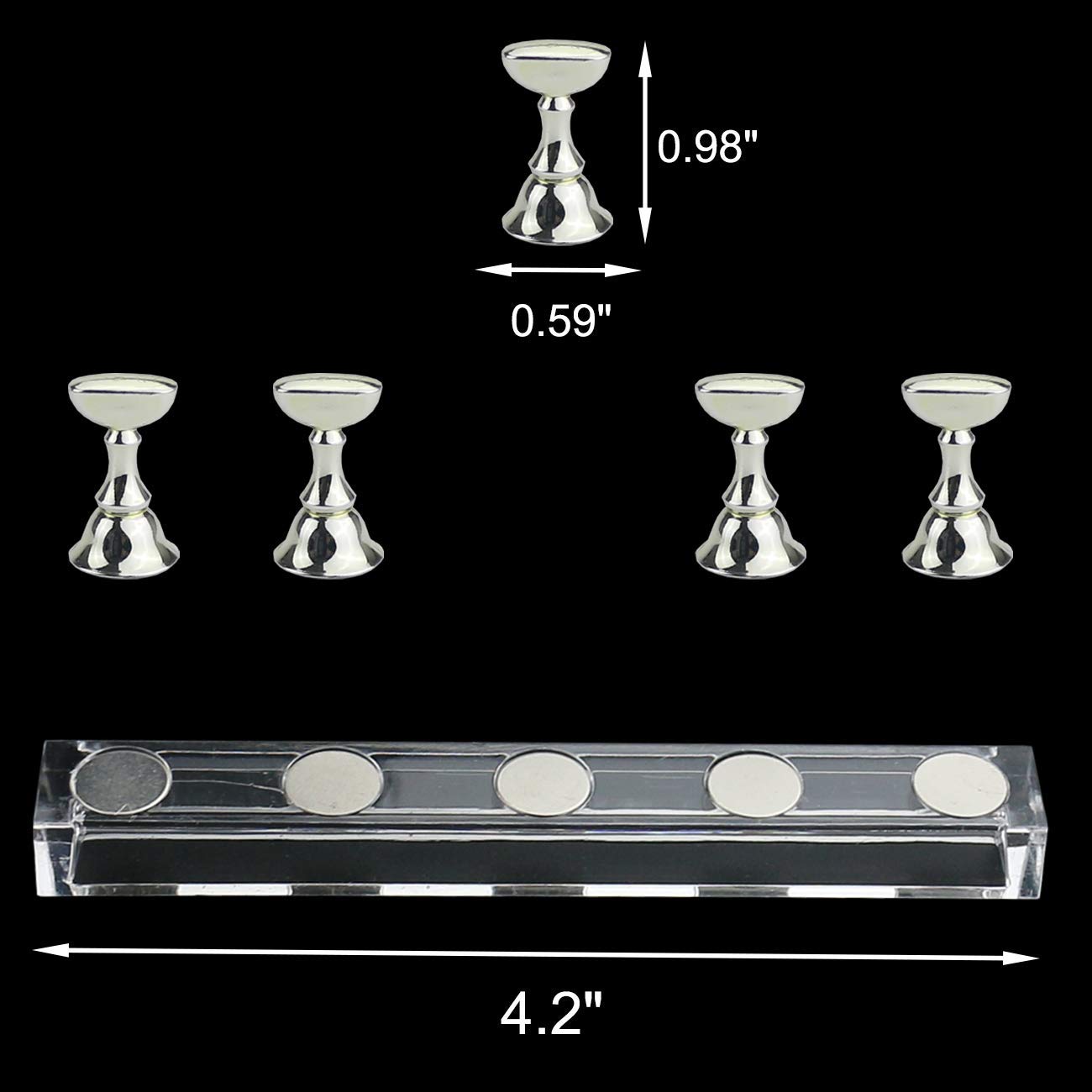 Acrylic Nail Art Display Stand for DIY Manicure Training - MIGHTY SILVER | Practice Finger Mannequin for Nail Technicians & Students | Salon & Home Use