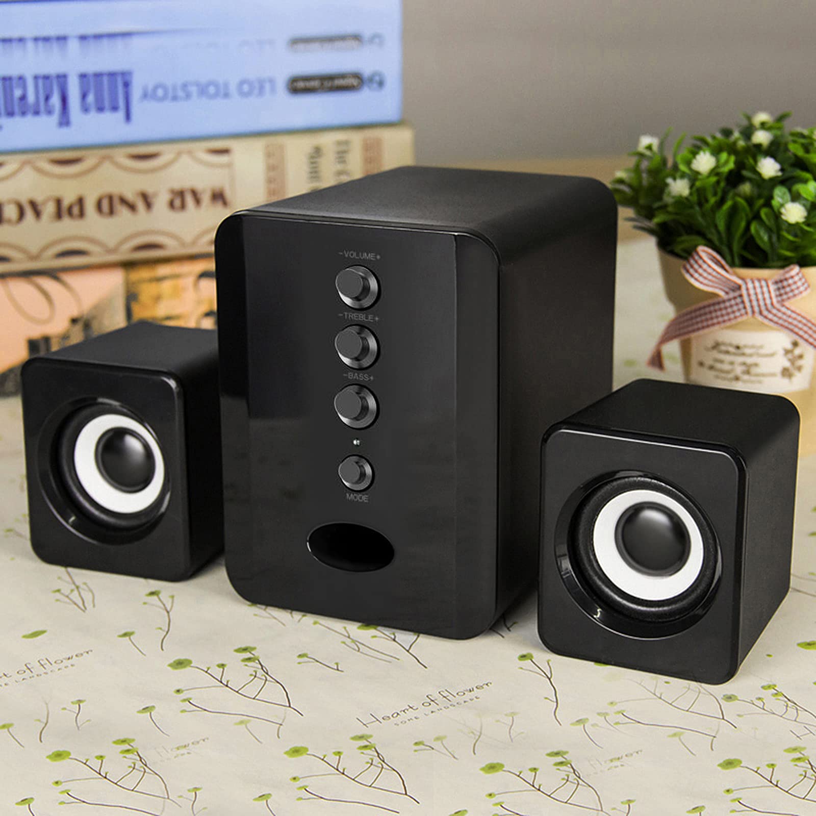 SHUAIGUO D-202 USB Wired Computer Speakers with Bass Stereo Sound & Subwoofer - High Quality Audio for Desktop, Laptop, Tablet, Smartphone | Perfect for Gaming, Music, Movies & Home Office Use