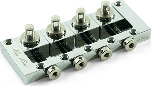 Ray Ross Saddle-Less 4 String Bass Bridge - Chrome Plated Replacement Part for Electric Bass Guitar - Perfect for Jazz, Rock & Studio Recording