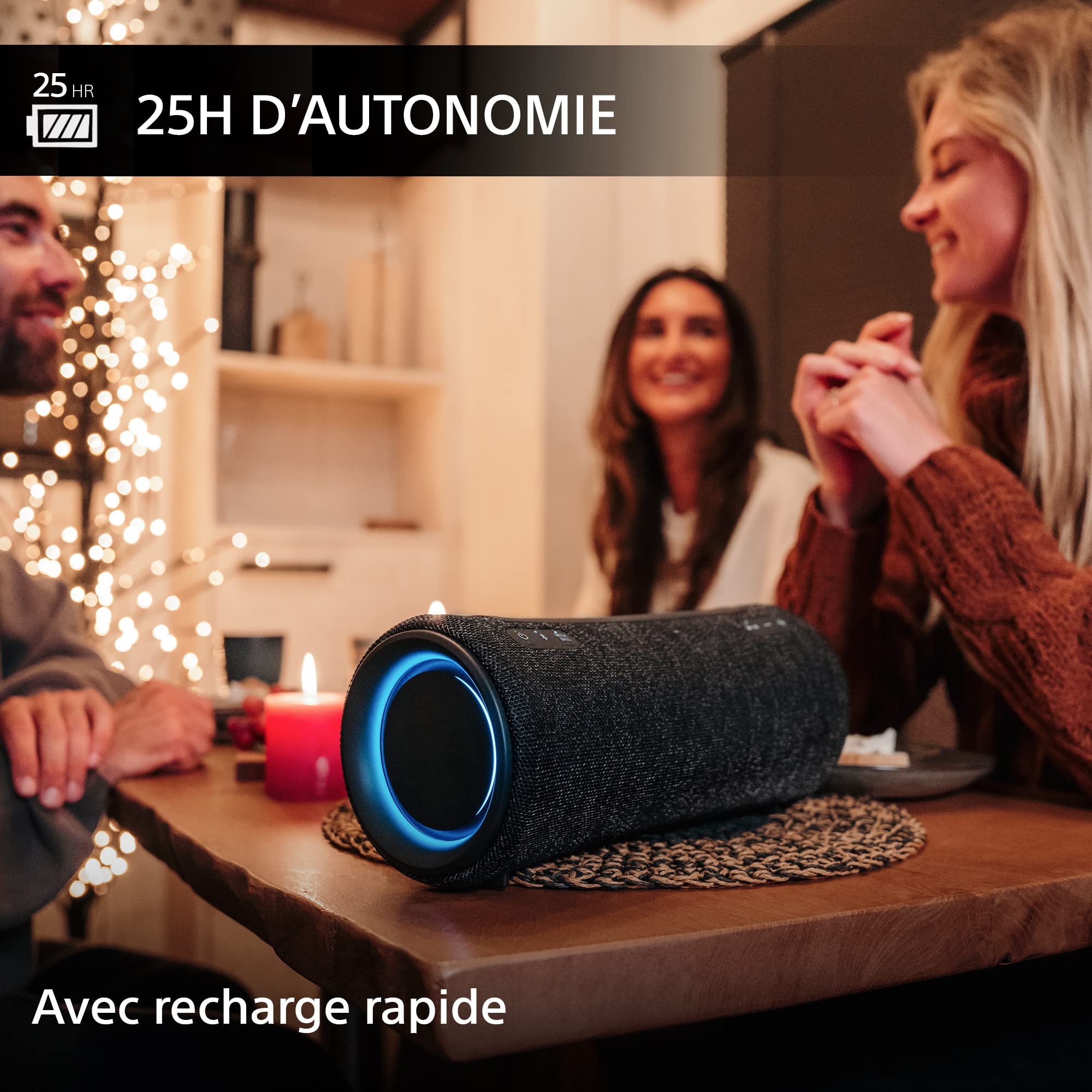 SONY SRS-XG300 Portable Bluetooth Speaker with Powerful Bass, IP67 Waterproof, 25H Playtime - Wireless Party Speaker with LED Lights, Fast Charging & Power Bank for Smartphones - Perfect for Outdoor, Beach, Pool Parties & Camping (Black)