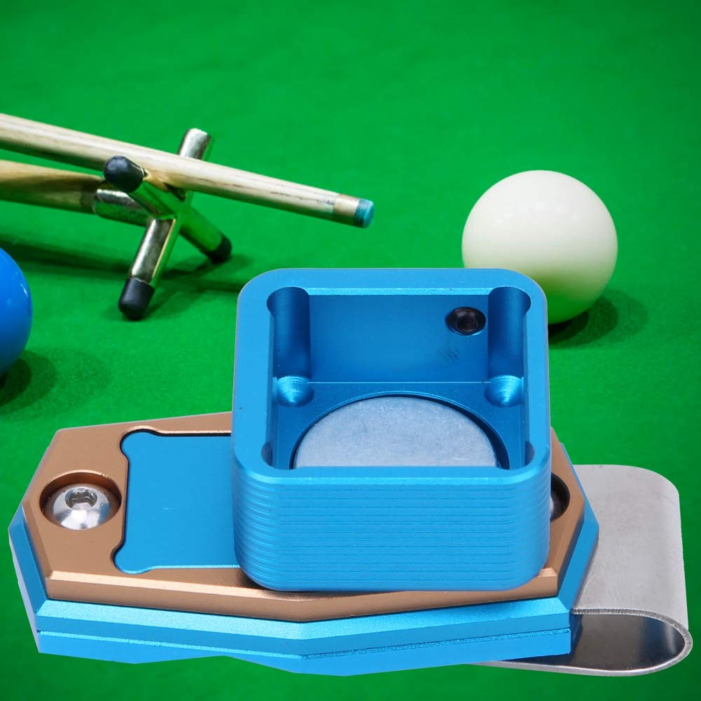Alvinlite Magnetic Billiard Chalk Holder - Universal Portable Pool Chalk Carrier with Clip, Protective Case & Aluminum Alloy Design - Pocket Snooker Chalk Box for Pool, Snooker & Billiards Players (Blue)