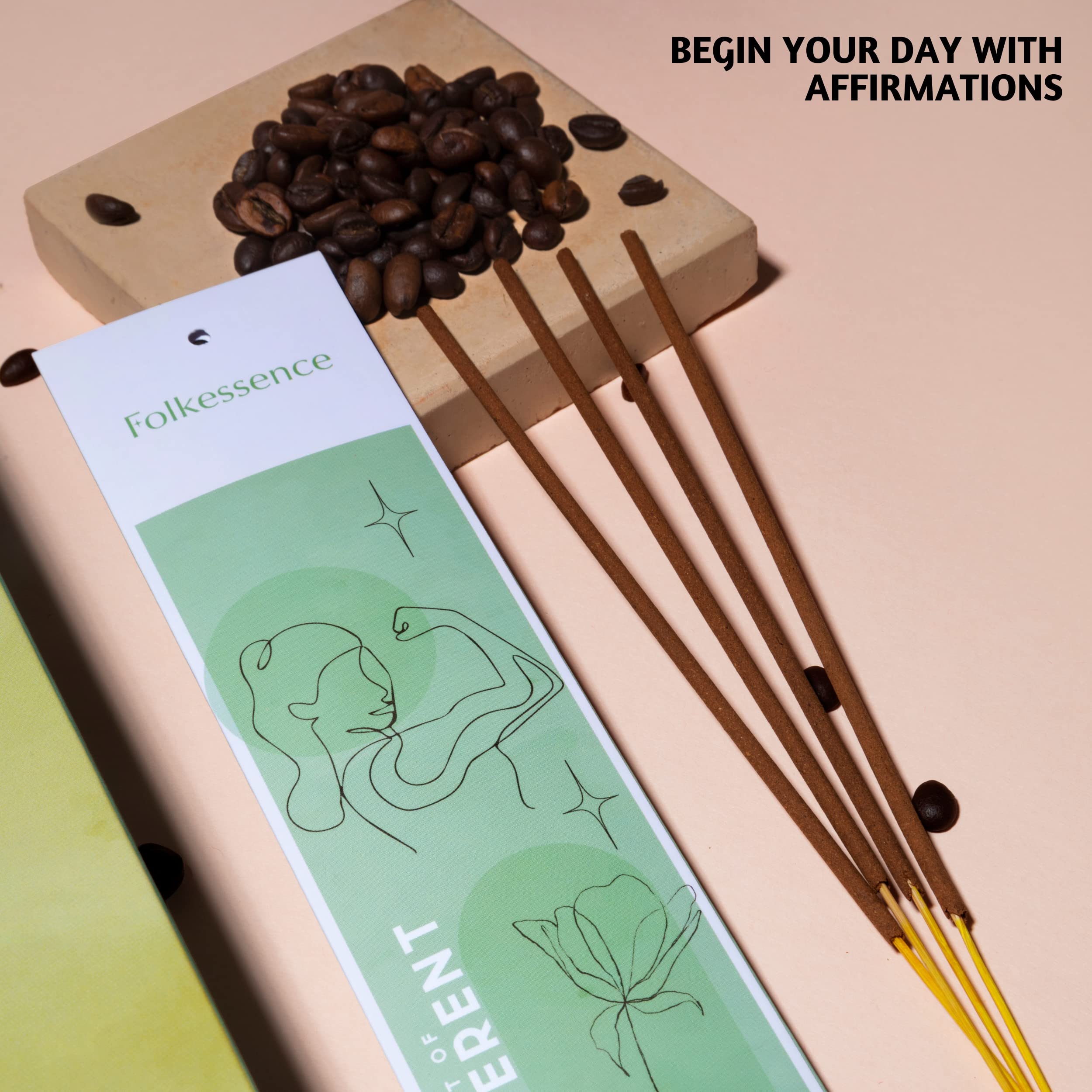 Folkulture Incense Sticks Set - 6 Scents (120 Sticks) for Meditation & Relaxation - Frankincense, Coffee, Aqua Breeze, Mint Basil, Lavender, Green Tea - Perfect for Home, Yoga, Spa & Valentine's Day Gifts for Her