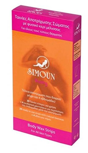 Simoun Body Wax Strips - 20 Count | Painless Hair Removal for Legs, Arms & Bikini Area | At-Home Waxing Kit for Smooth Skin
