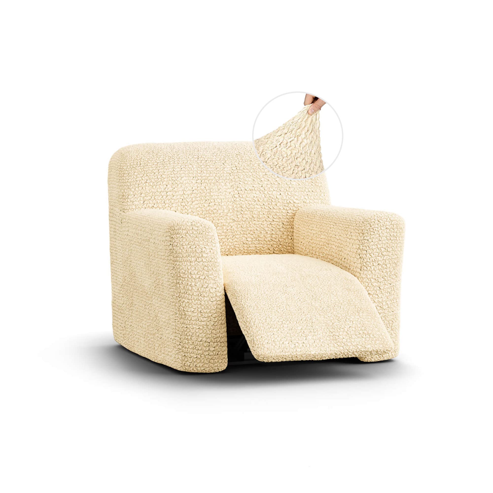 Disinfected Menotti Recliner Chair Cover - Soft Fabric Slipcover, Elastic Furniture Protector for Reclining Chairs, Microfiber Beige - Perfect for Living Room, Home Theater & Nursing Homes