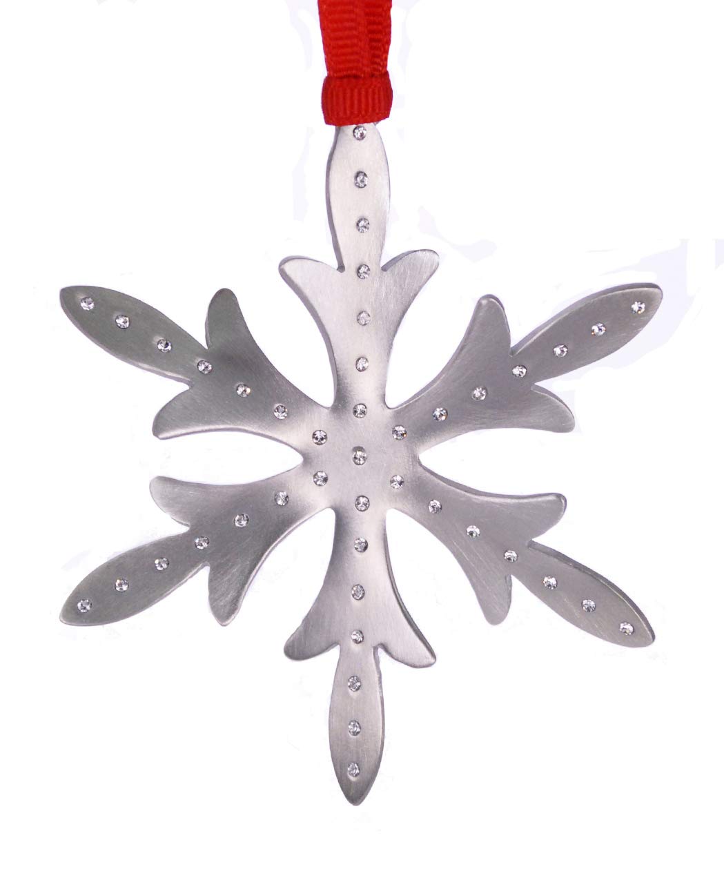 Handcrafted Pewter Snowflake Ornament with Austrian Crystals - Perfect for Christmas Tree Decor