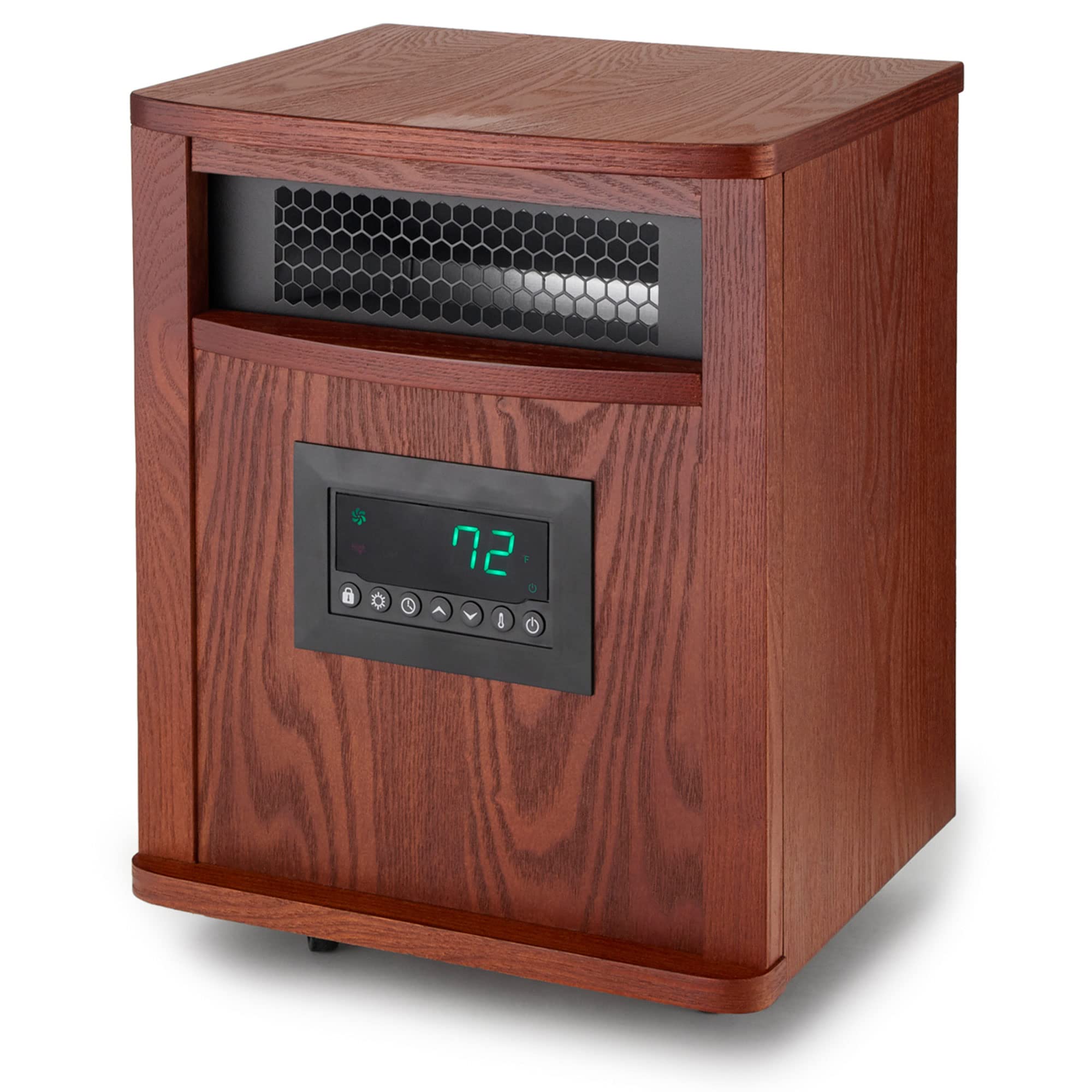Lifesmart 1500W Portable Infrared Quartz Space Heater - 6 Heating Elements with Remote & Caster Wheels - Indoor Use for Home, Office, Bedroom & Garage - Energy Efficient Electric Heater (3 Pack, Brown)