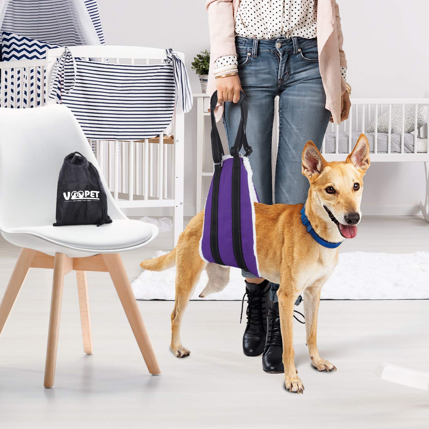 VOOPET Dog Sling Harness - Adjustable Hip Support for Small, Medium & Large Dogs - Rear Leg Lift Assist for Canine Rehabilitation & Mobility Aid - Perfect for Post-Surgery Recovery, Arthritis & Senior Dog Care