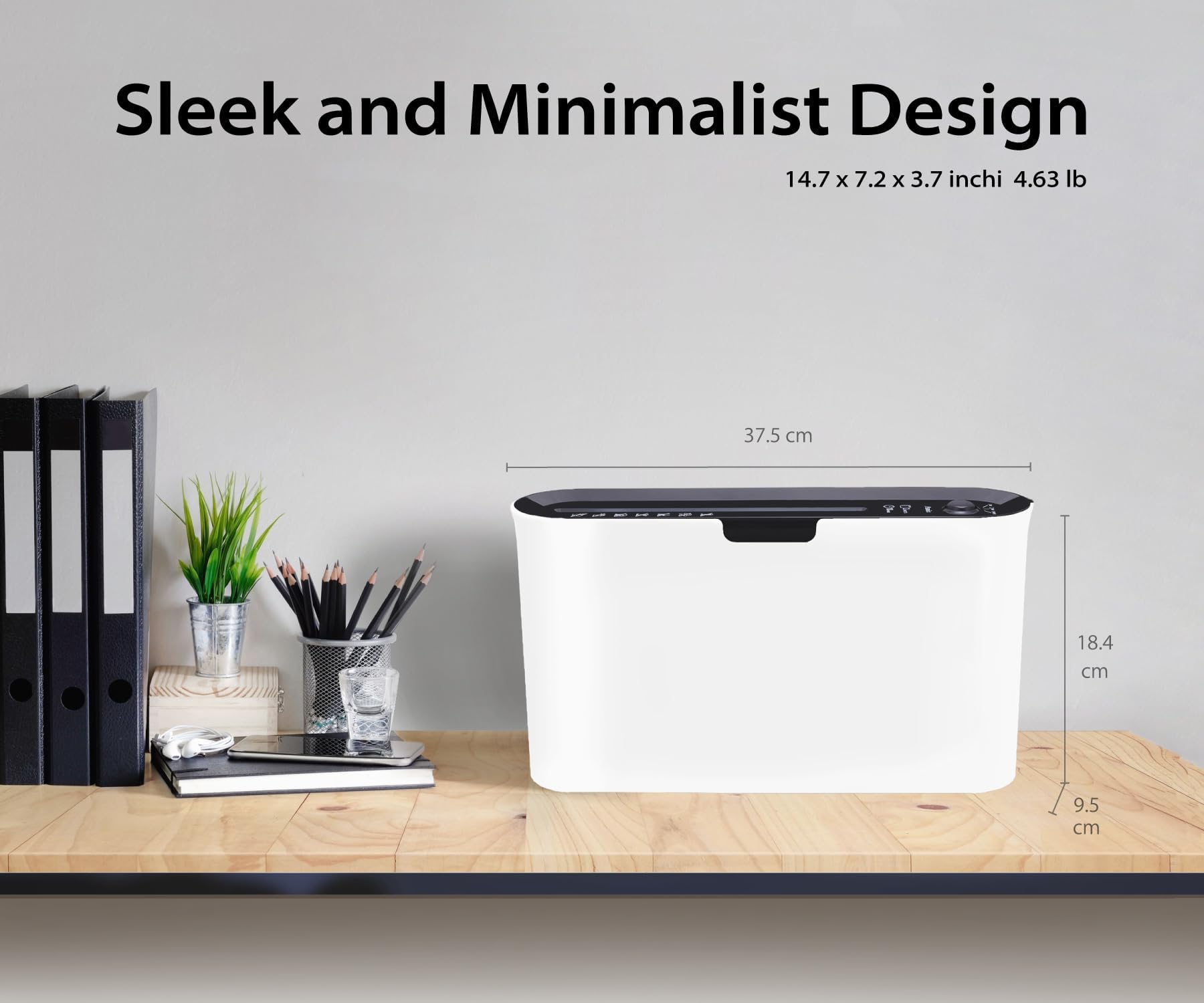 Asmix B08W Compact Cross Cut Paper Shredder for Home & Office - 2 Sheet Capacity, 10 Minute Run Time, White (14.7