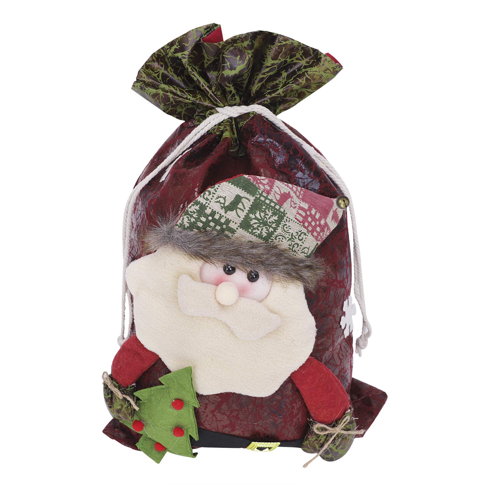 Christmas Gift Bags with Drawstring - 3D Santa Claus & Elk Design Holiday Party Favor Bags (22x13 Inch) for Candy, Gifts & Stocking Stuffers | Perfect for Xmas Parties, School Events & Family Gatherings