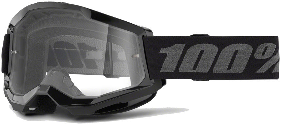 **100% Strata 2 Goggles - Black/Clear Lens - UV Protection, Anti-Fog - Perfect for Cycling, Skiing & Outdoor Sports**