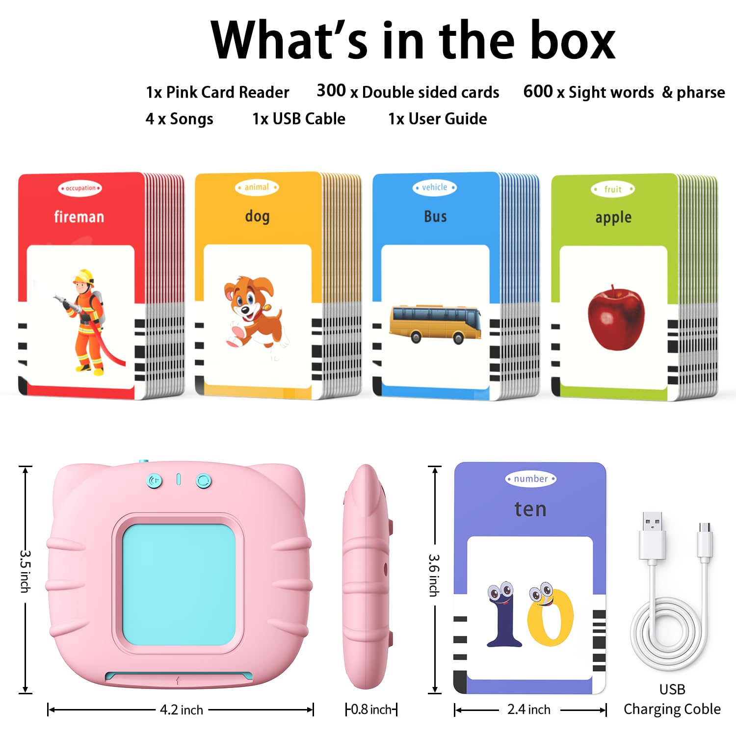 Kidzdo Toddler Learning Flash Cards with Sound & Music - 600 Sight Words, Alphabet, Numbers 0-100, Phrases | Montessori Educational Toys & Speech Therapy Tool for 3-5 Year Old Boys & Girls | Perfect for Preschool Learning, Homeschooling & Early Childhood Development