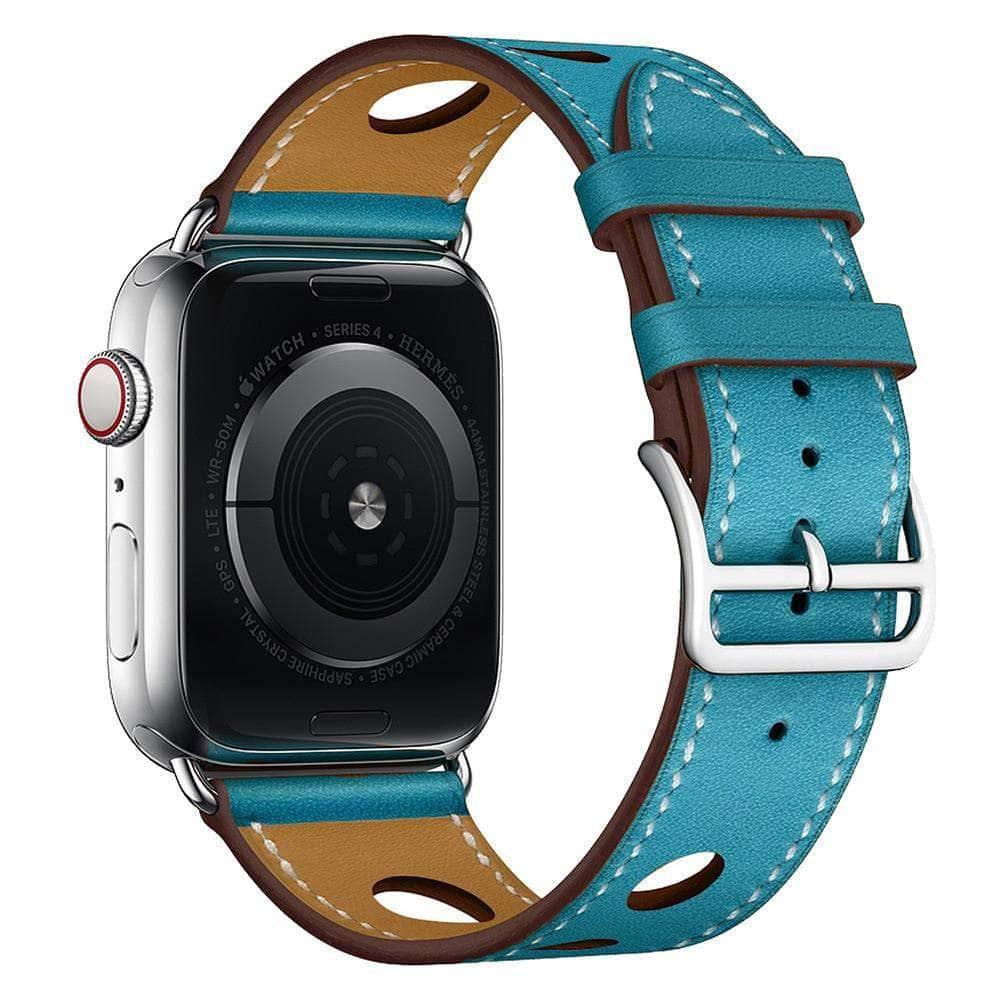 Original Apple Watch Band 2 3 4 5 6 Series 38mm 40mm 42mm 44mm Genuine Leather Replacement Strap - Perfect for Work, Gym & Everyday Wear