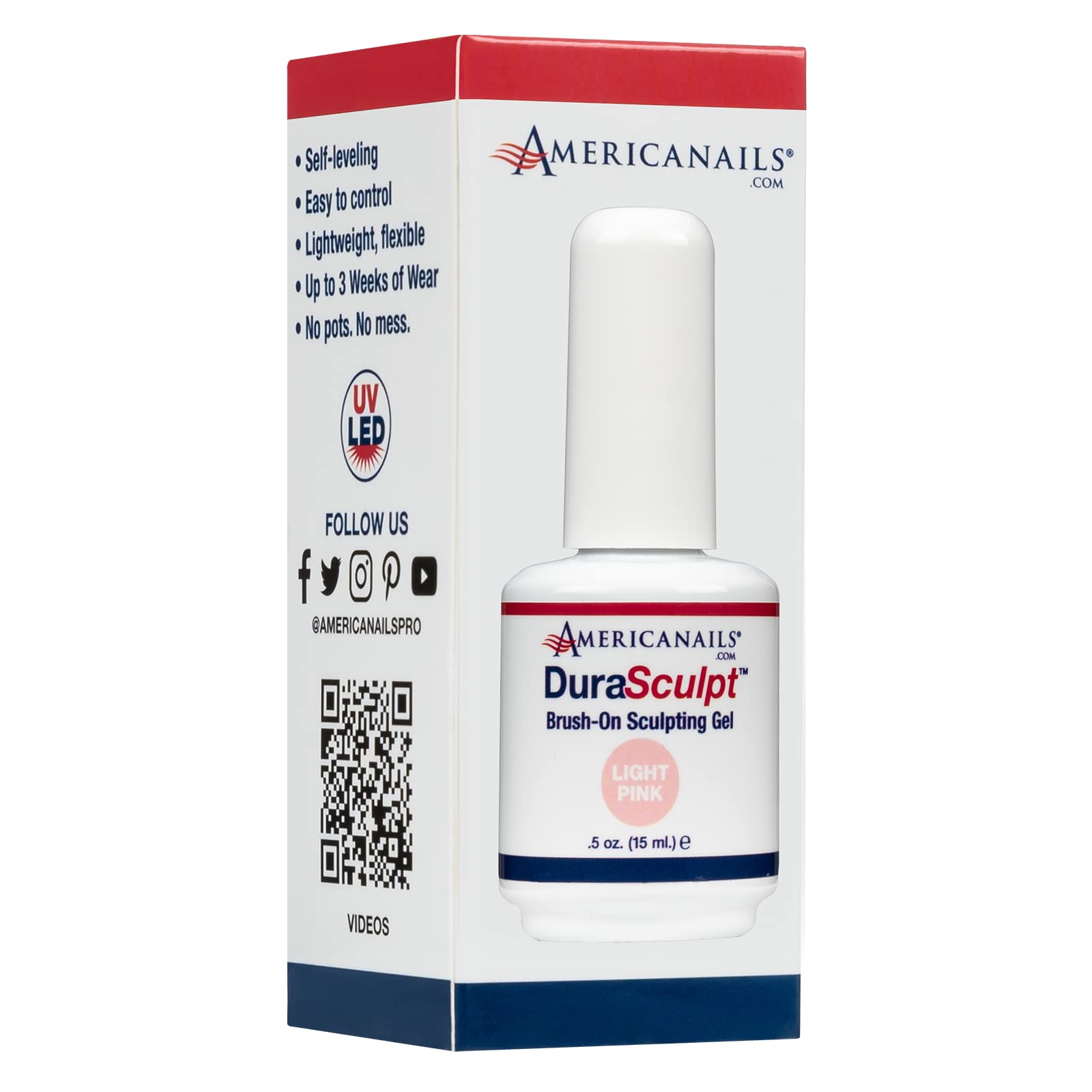 Americanails DuraSculpt Brush-On Sculpting Gel - Professional Soak-Off Builder Gel for Nail Extensions, Self-Leveling LED Gel with 30-Second Cure, Light Pink - Perfect for Salon & DIY Nail Art, Manicures & Long-Lasting Nail Enhancements