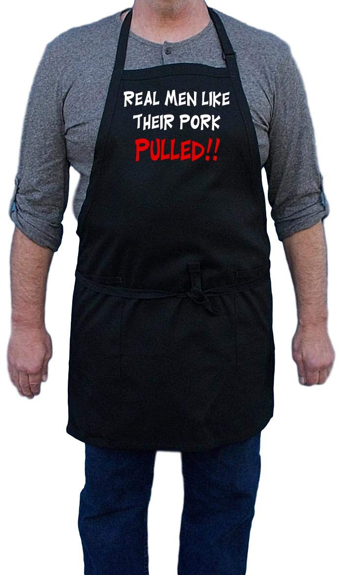 Funny BBQ Apron for Men - Real Men Like Their Pork Pulled - Perfect for Grilling, Smoking & Outdoor Cooking Parties