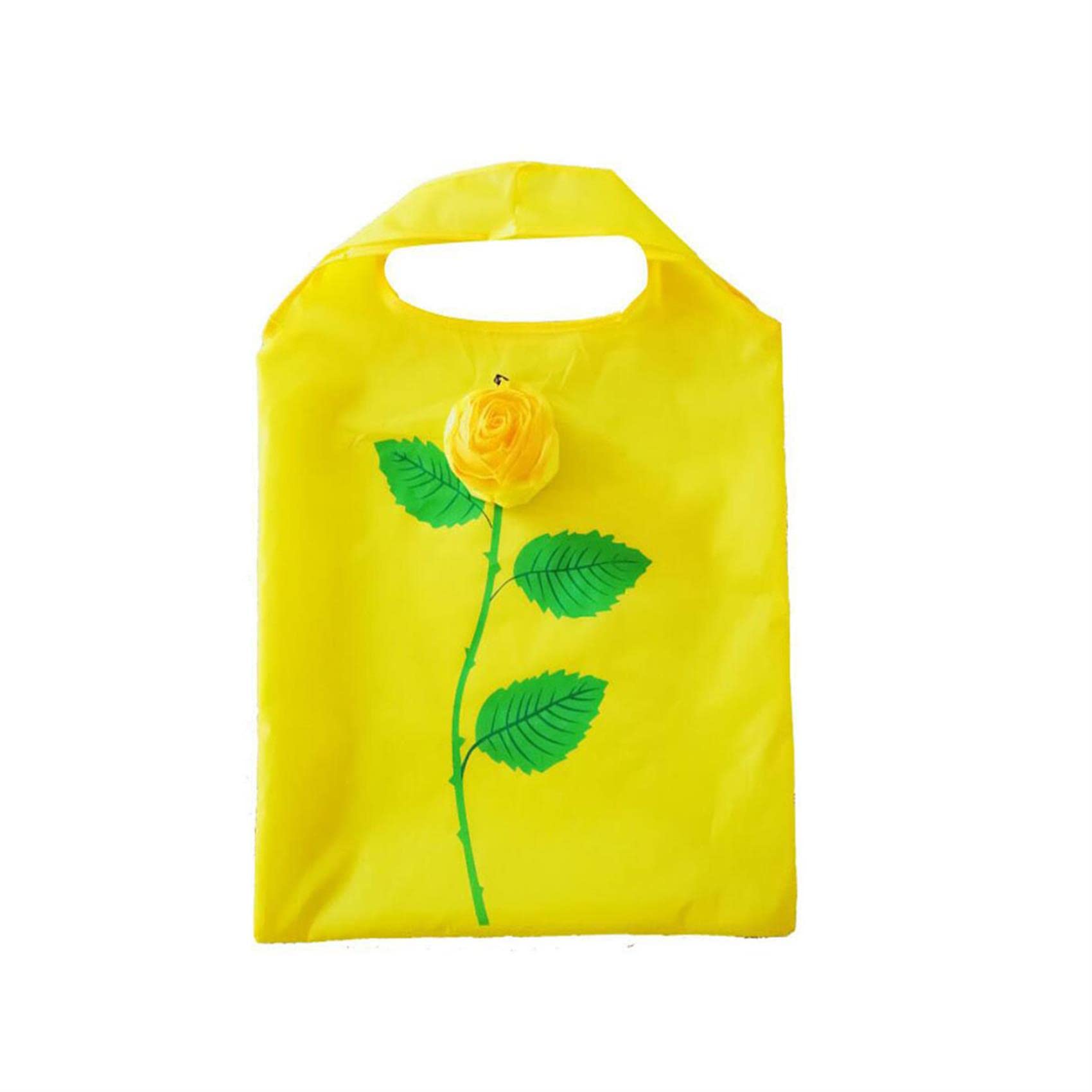 Sollarisy Rose Flower Tote Bag - Foldable Reusable Shopping Bag with Shoulder Strap, Portable Storage Bag for Groceries, Beach, Travel & Daily Use - Yellow