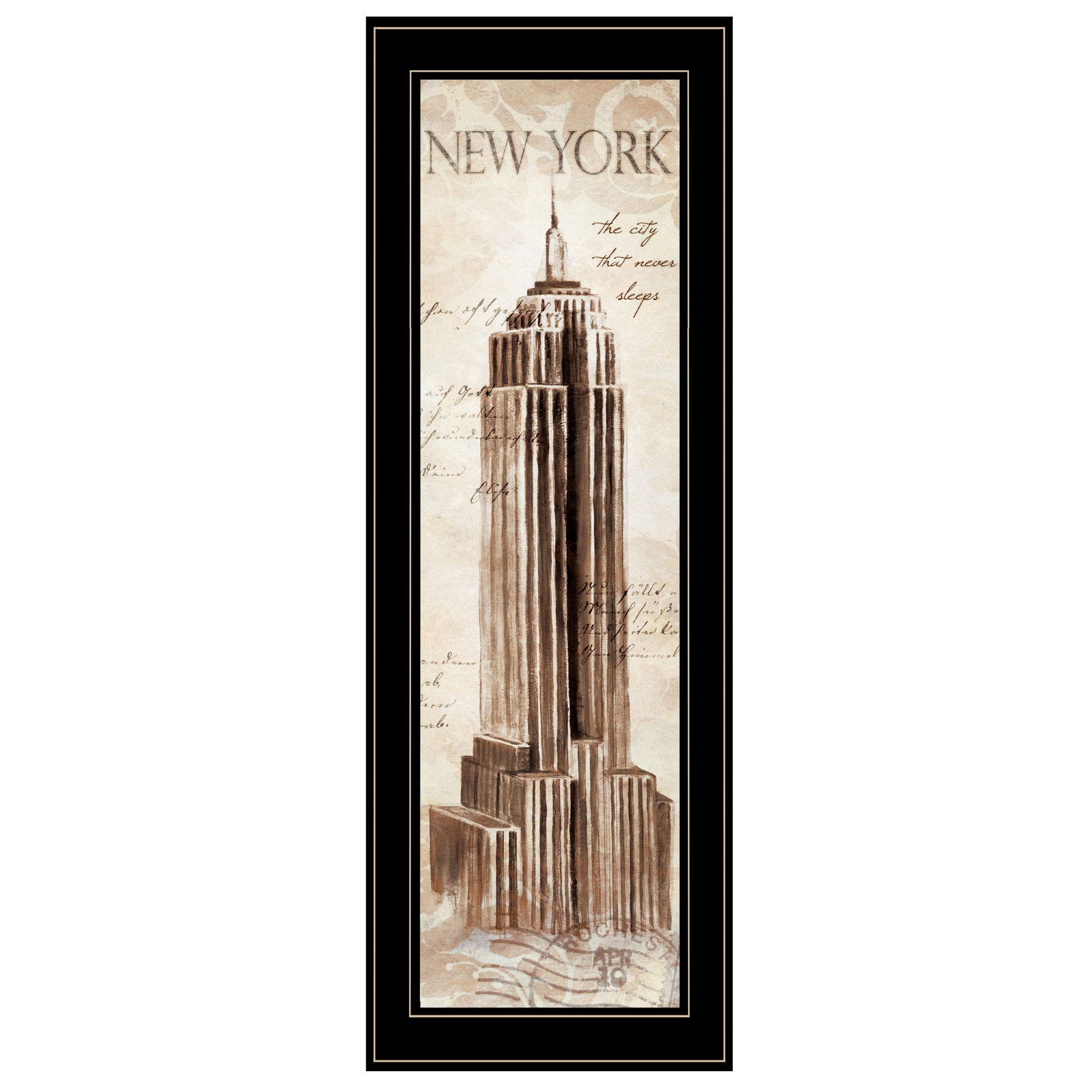 Trendy New York Skyline Framed Wall Art - Modern Black Panel Print for Living Room & Bedroom Decor - Perfect for Home Office & Apartment Wall Decoration by Cloverfield & Co.