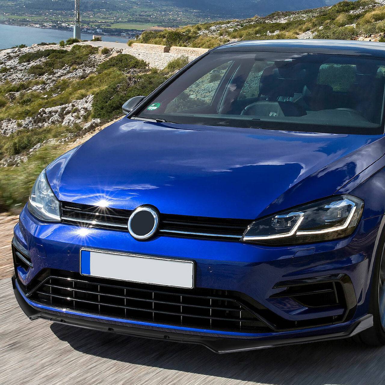 Volkswagen MK7 MK7.5 Golf GTI R Front Bumper Lip Set (2014-2021) - 3PC Black Polyurethane Splitter for Enhanced Aerodynamics & Sporty Look - Perfect for Street Racing & Car Shows
