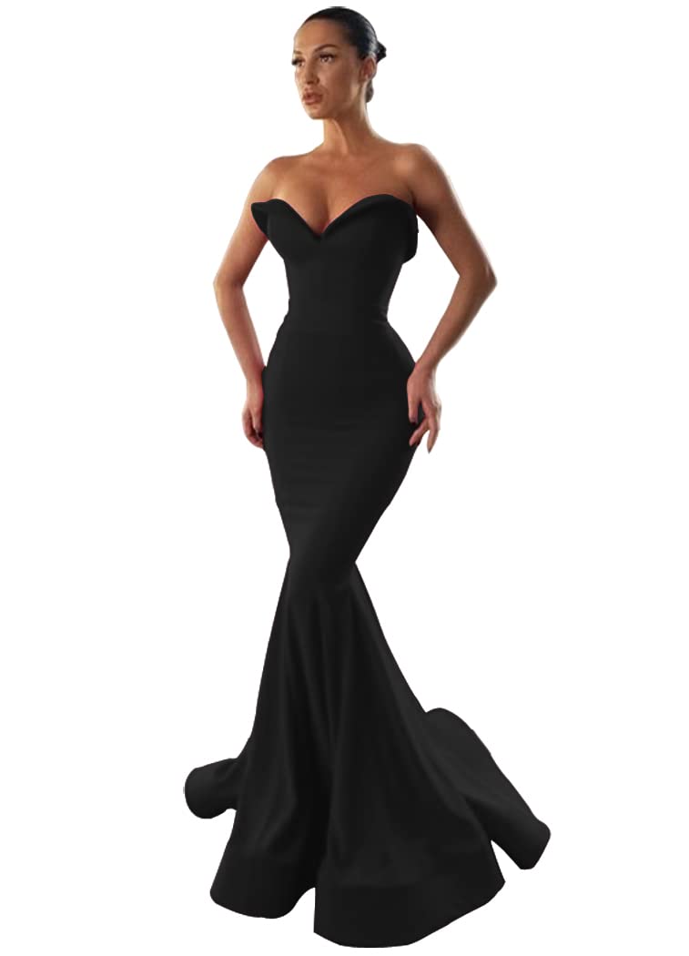 Blawhee Women's Mermaid Strapless Long Prom Dresses Open Back Sweetheart Evening Gowns for Formal Events, Homecoming, Wedding Guest & Special Occasions