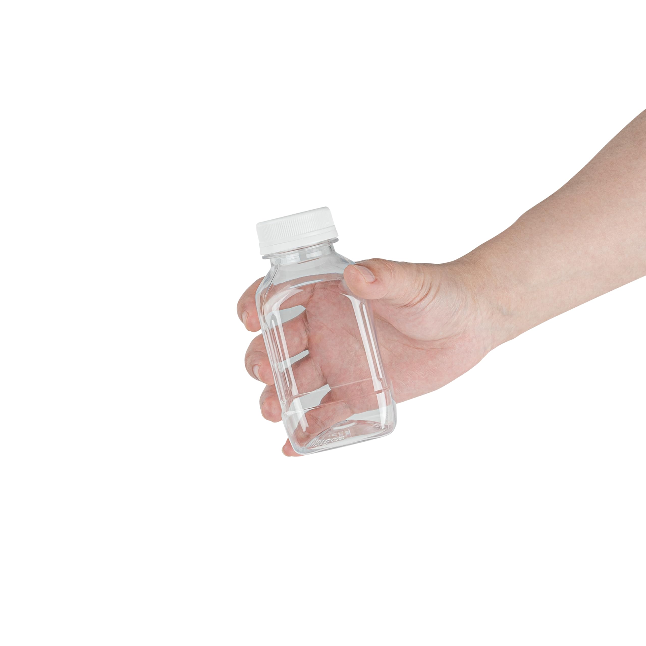 8oz Clear Plastic Juice Bottles with White Caps - 100 Pack Disposable Square Bottles for Juicing, Smoothies & Beverages | Perfect for Juice Bars, Coffee Shops, Restaurants & Catering Services | Leak-Proof, BPA-Free, Commercial & Home Use