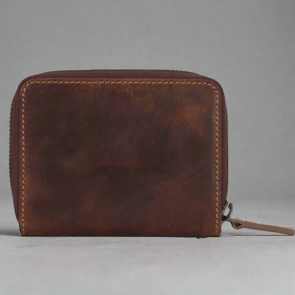 Premium MET Hunter Leather Zip Around Wallet for Men - RFID Blocking, Slim Bifold Design - Perfect for Travel, Business & Everyday Use