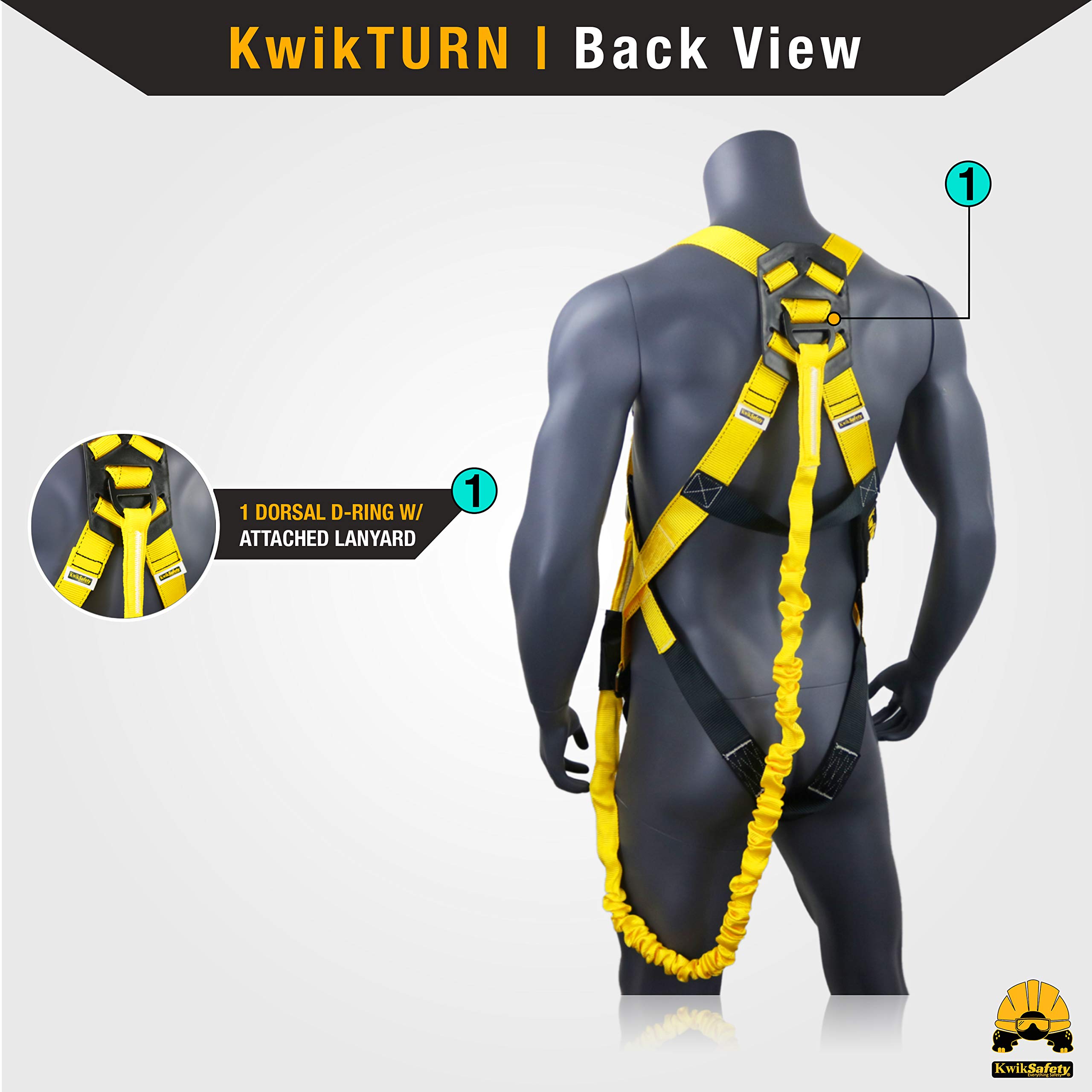 KwikSafety SCORPION Full Body Safety Harness with 6ft Lanyard - ANSI/OSHA Compliant Fall Protection Kit for Construction, Roofing & Industrial Work