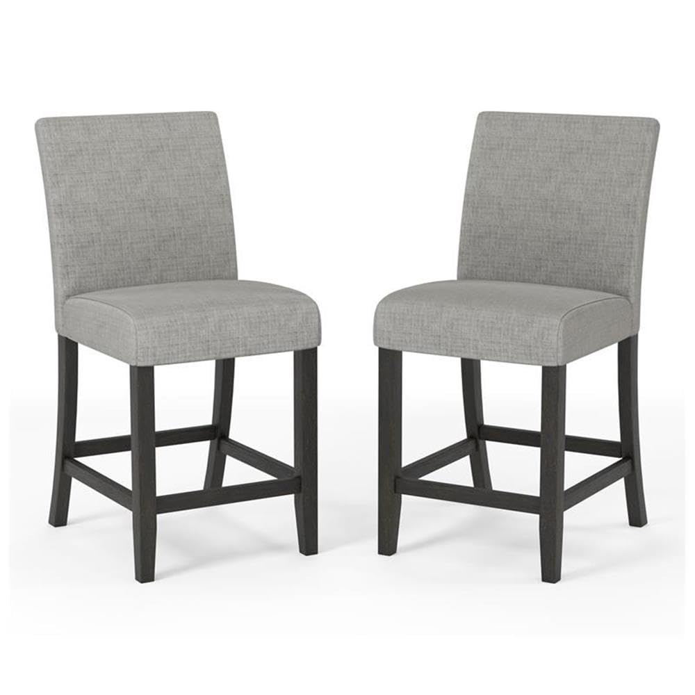 Furniture of America Iceland Fabric Upholstered Counter Height Bar Stools in Gray (Set of 2) - Modern Kitchen Island Chairs for Dining Room, Bar & Breakfast Nook