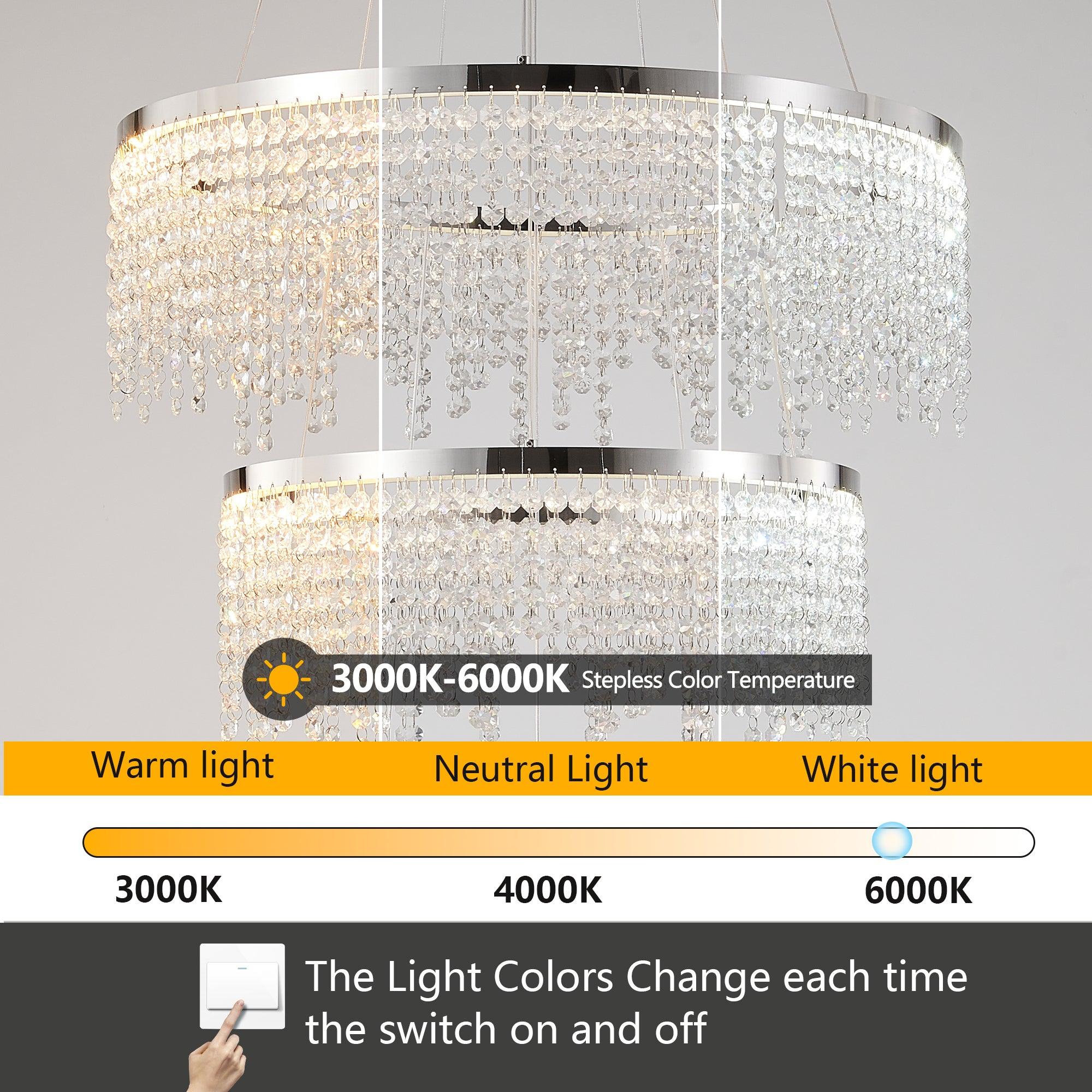 23.6 Inch Modern Crystal Chandelier - Luxury Hanging Ceiling Lamp with Elegant Pendant Design for Living Room, Dining Room & Bedroom Lighting Decor