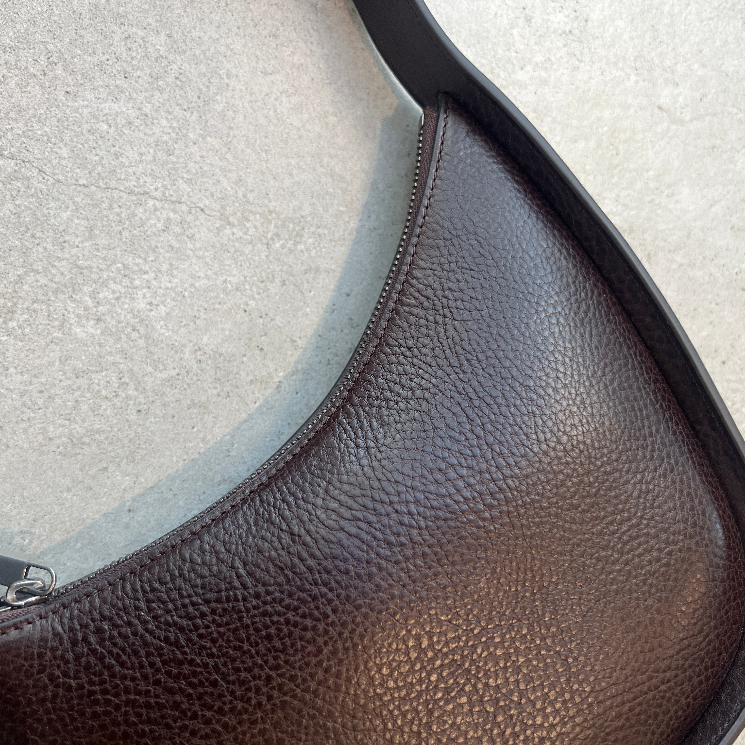 Half Moon Vegan Leather Bag - Brown Vegetal Grain Texture - Perfect for Work, Travel & Everyday Use