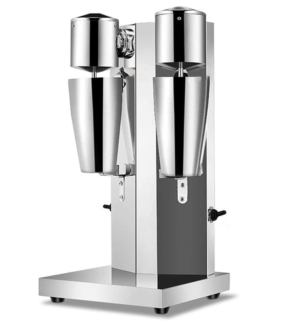Commercial Stainless Steel Milkshake Maker Machine - Dual Head Electric Blender with 2 Speeds (110V 180W) for Shakes, Smoothies & Frozen Drinks - Perfect for Restaurants, Cafes & Ice Cream Shops