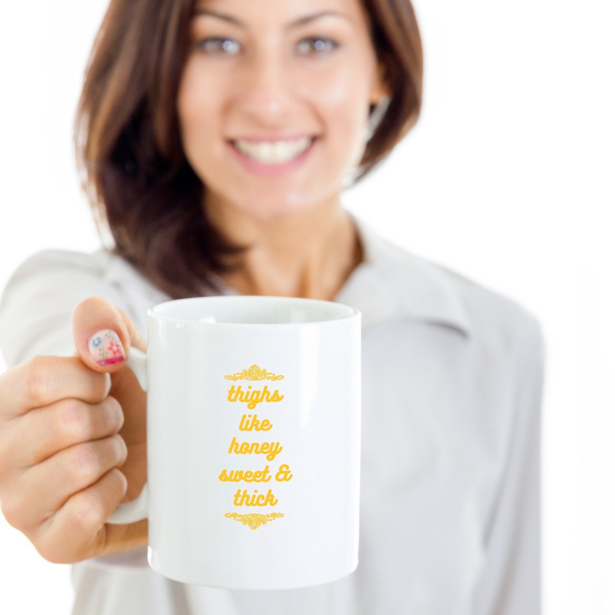 Honey Coffee Mug - Sweet & Thick Ceramic Cup - Funny Gift for Women - 11oz Coffee Cup for Office, Home & Gifts