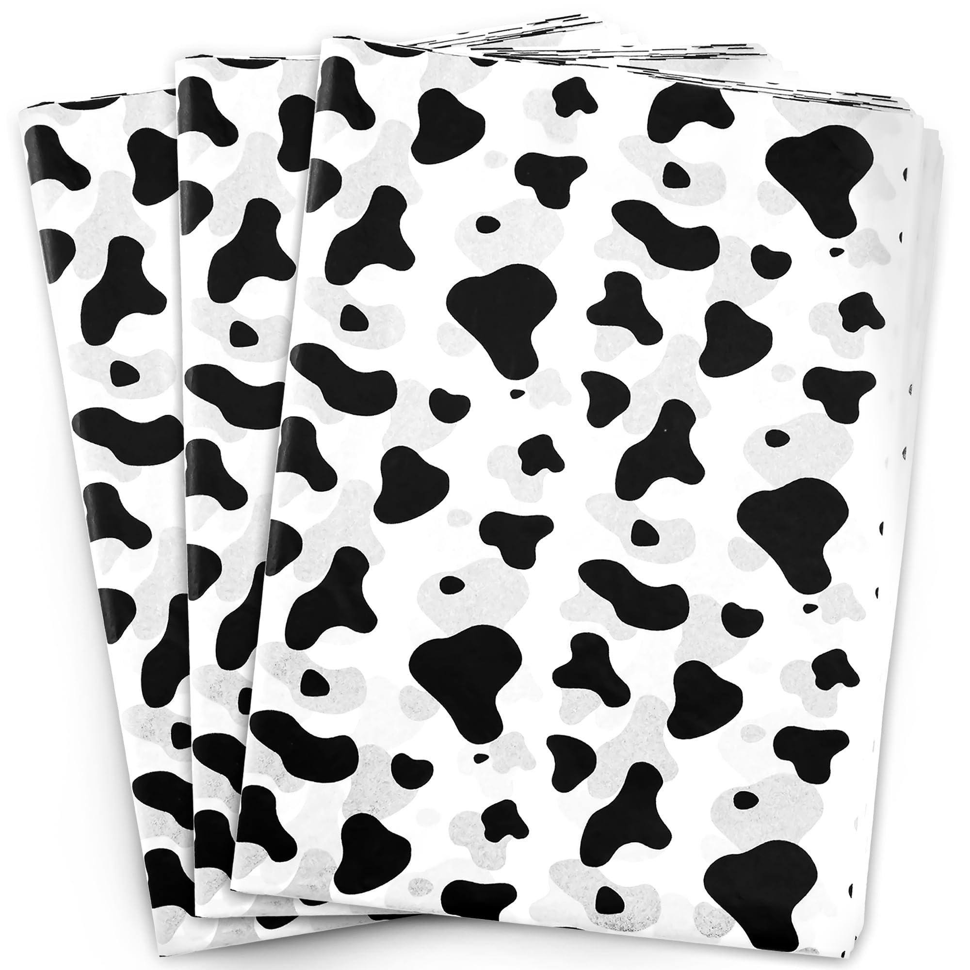 Premium 50 Sheets Cow Print Tissue Paper, 14 x 20 Inch - Black and White Cow Pattern Gift Wrapping Paper for Birthday Party, Baby Shower & Western Theme Events - Perfect for Gift Bags, Party Decorations and Craft Projects