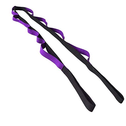 XIAOF-FEN 6.6Ft Yoga Stretch Strap with Grip Loops - Aerial Yoga Rope, Anti-Gravity Fitness Belt for Waist & Leg Training - Purple Resistance Band for Home Gym & Studio Workouts - Perfect for Yoga, Pilates, Stretching and Strength Exercises