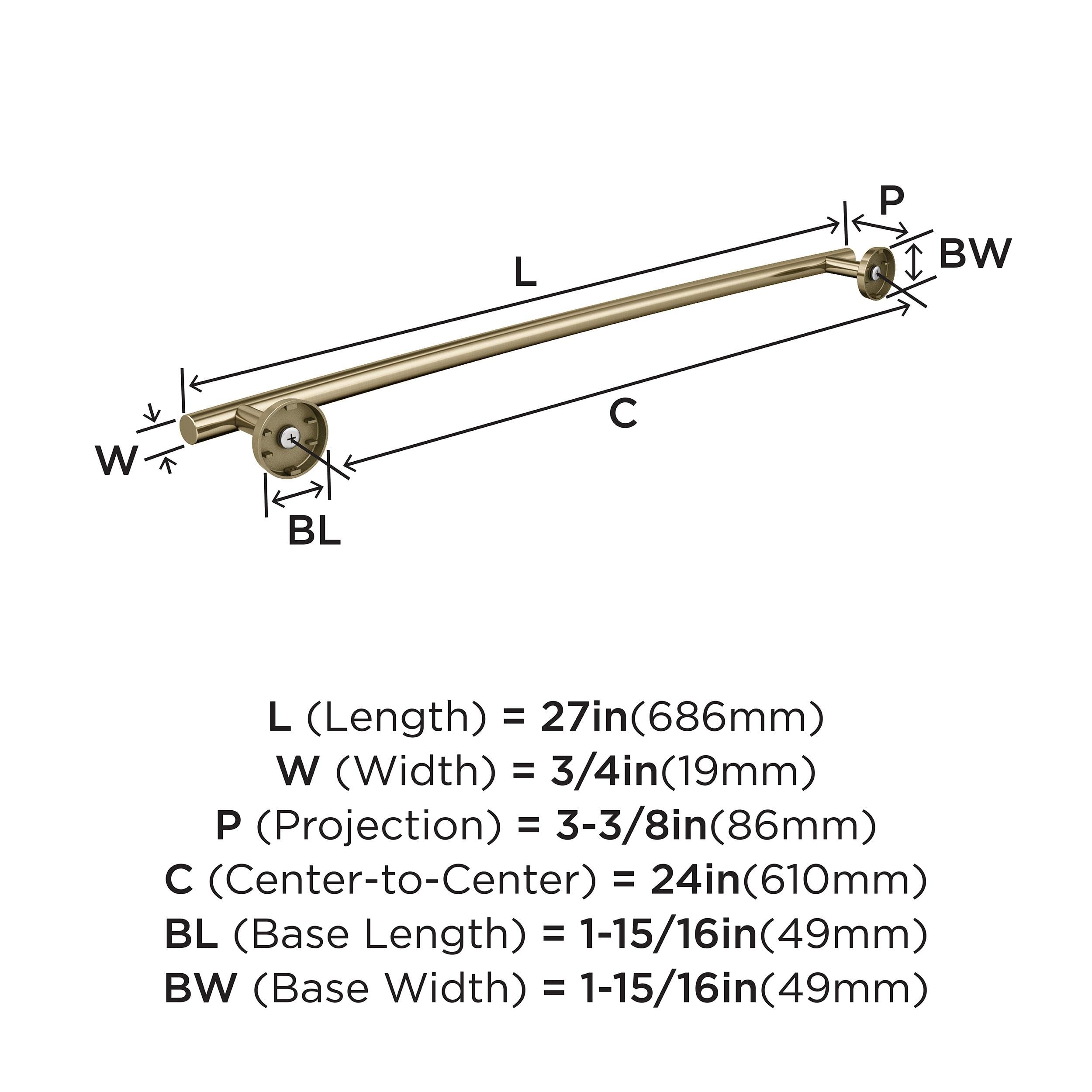 Amerock BH26544BBZ 24-Inch Golden Champagne Towel Bar - Elegant Curved Bathroom Towel Rack Holder for Bathroom & Spa Decor | Bath Hardware & Accessories | Perfect for Showers, Vanities & Luxury Hotels