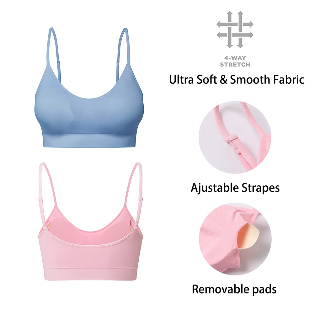 Comfyin Women's Padded Bralette - Seamless Yoga Sports Bra 3 Pack with Adjustable Straps for Sleeping, Workout & Lounge Wear | Ultra Soft Wireless Comfort Bra for Everyday Use