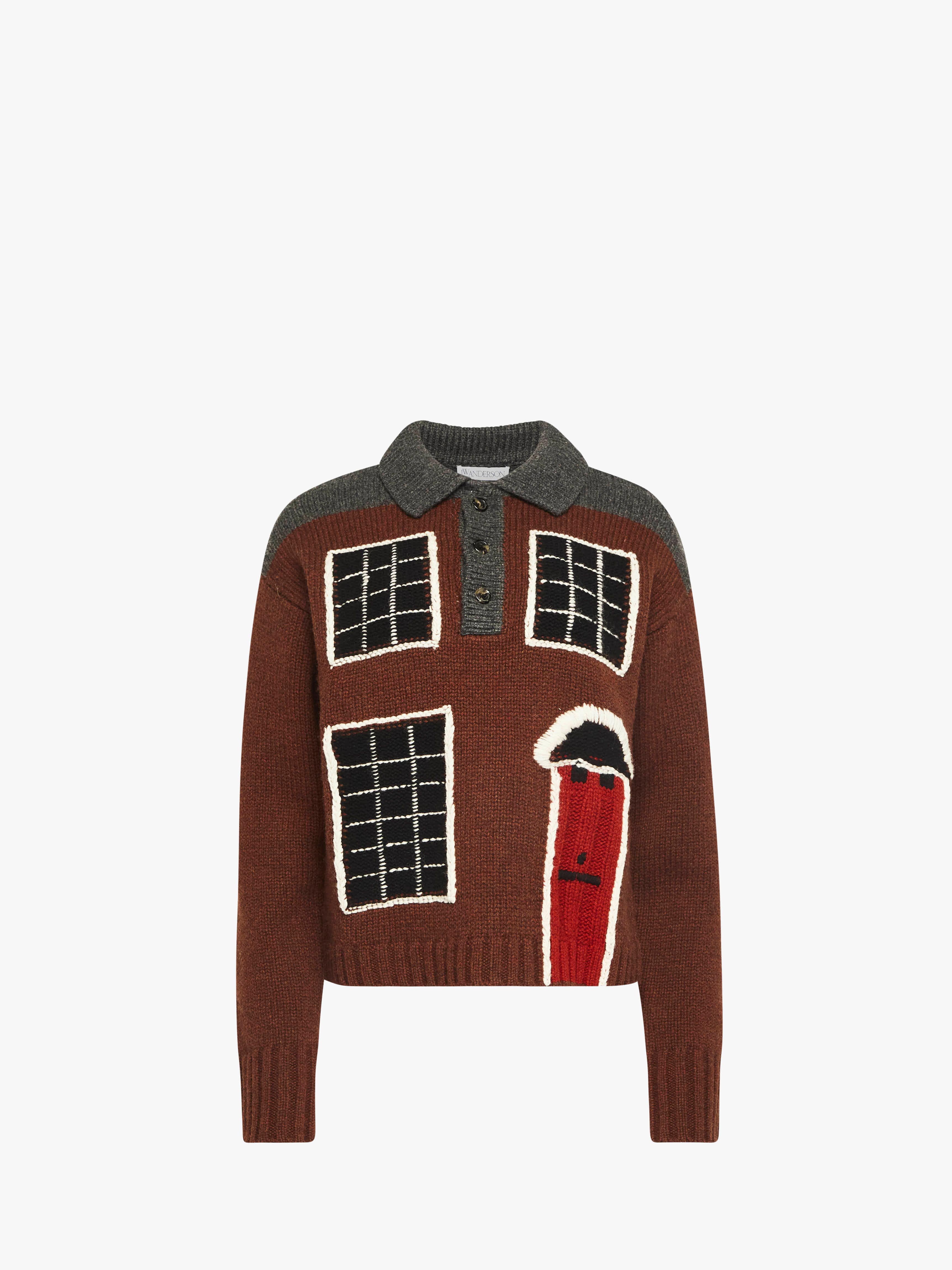CL HOUSE Men's Polo Jumper Sweater Dark Brown KW1405YN0413 - Comfortable Casual Wear for Office & Outdoor Activities
