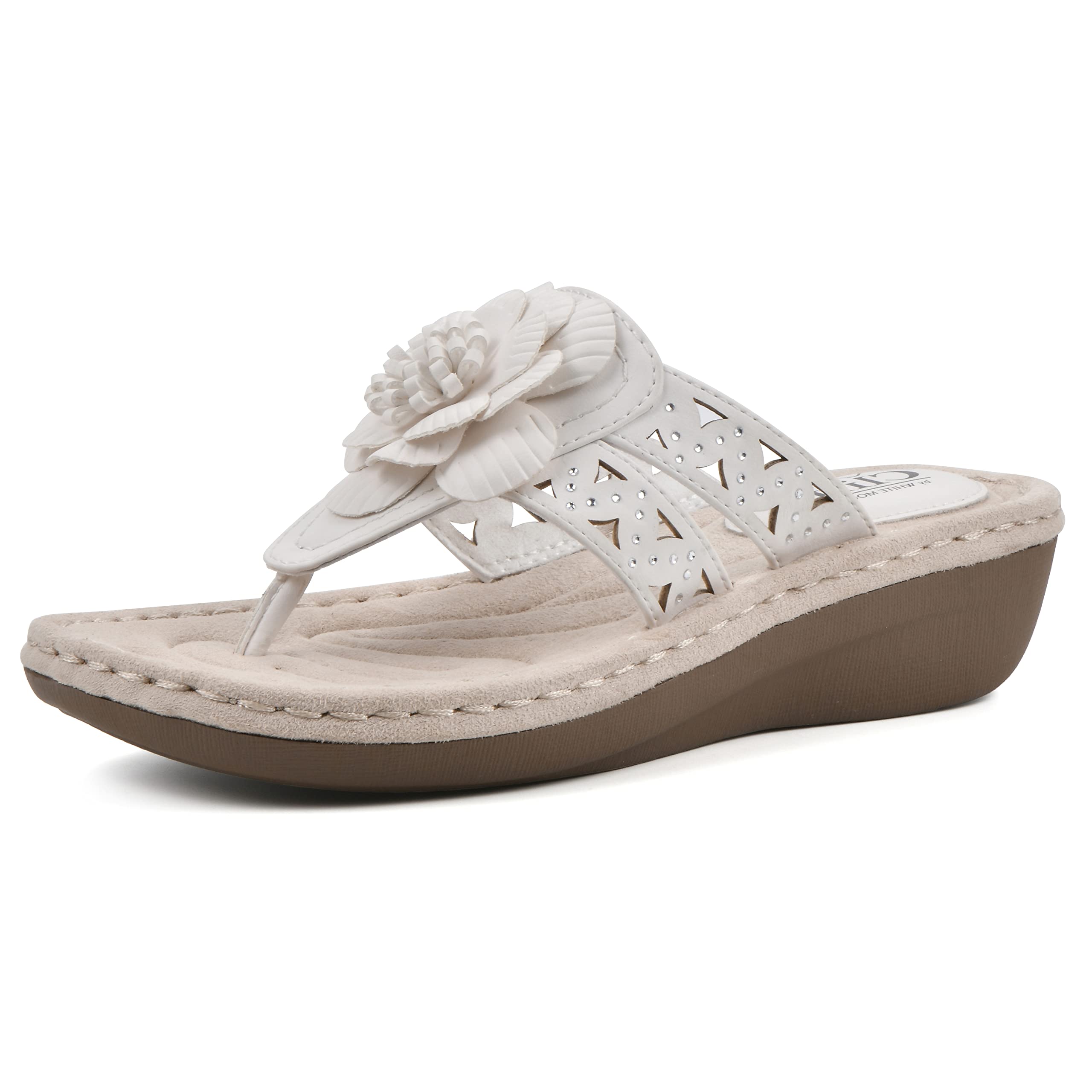 White Mountain Cynthia Wedge Sandal for Women - Comfortable Summer Walking