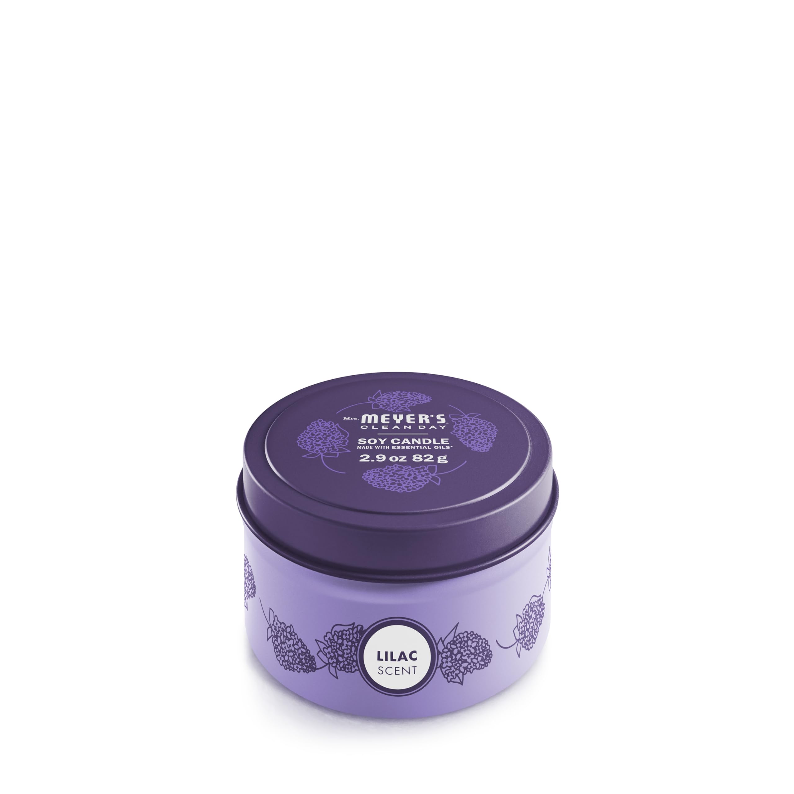 Mrs. Meyer's Clean Day Soy Candle - 12 Hour Burn Time, Natural Soy Wax & Essential Oils, Lilac Scented, 2.9 oz - Perfect for Home Relaxation, Spa Days & Aromatherapy