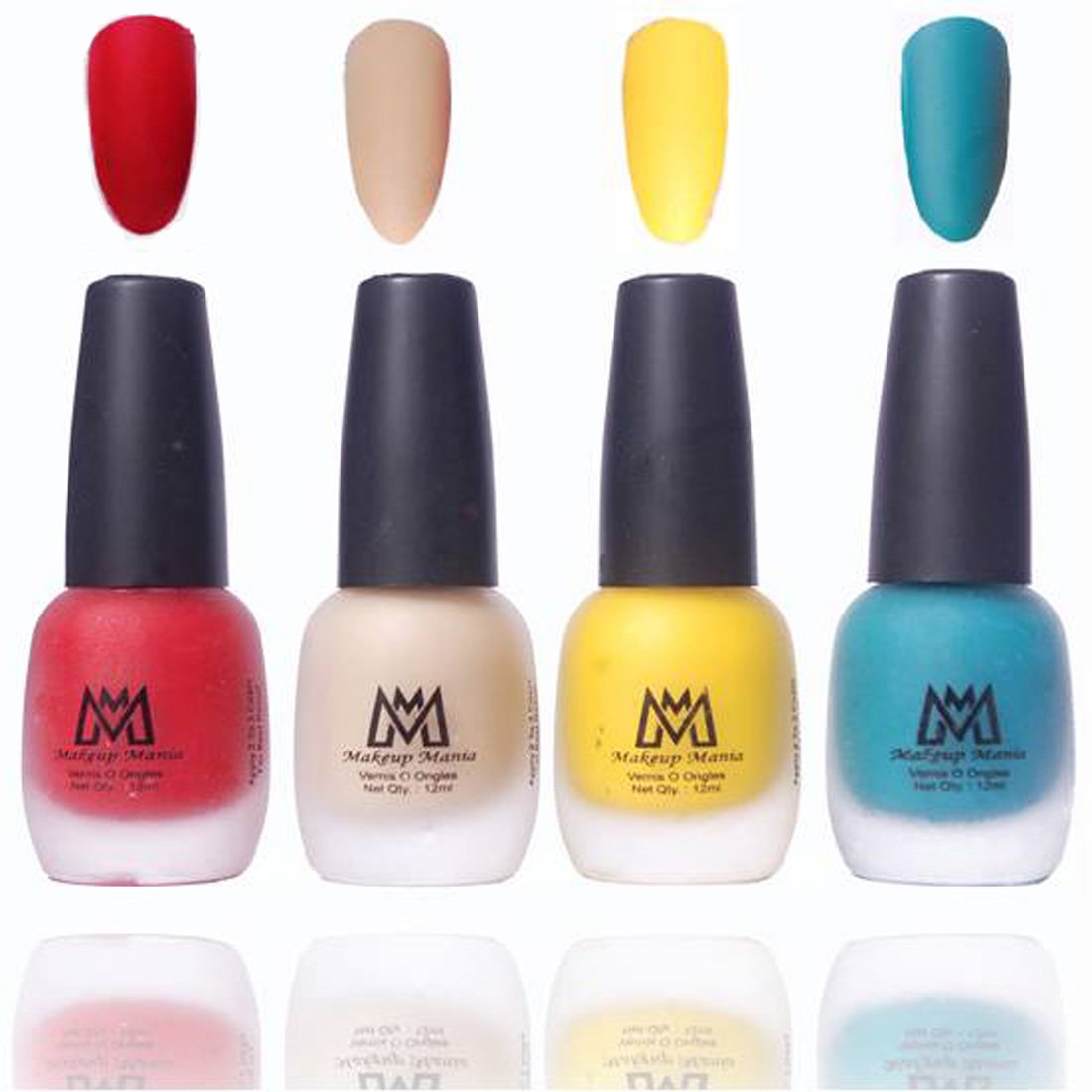 Makeup Mania Velvet Matte Nail Polish Set - 4 Pack (12ml Each) | Long Lasting Multicolor Nail Paint Combo (Set #19) for Women | Perfect for Parties, Weddings & Everyday Wear
