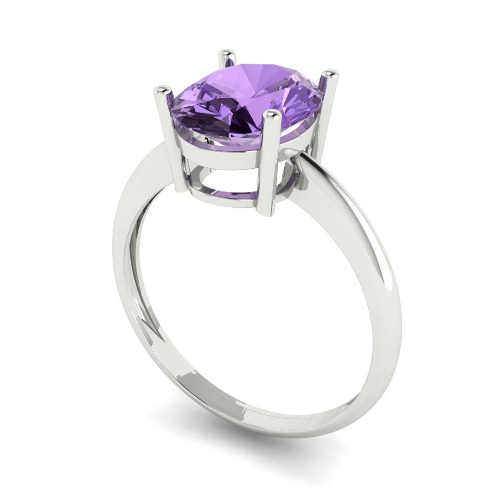 2.5ct Oval Cut Simulated Alexandrite Solitaire Ring for Women - 14k White Gold Engagement, Wedding & Anniversary Jewelry | Elegant Bridal Gift for Her, Perfect for Proposals, Special Occasions & Everyday Wear