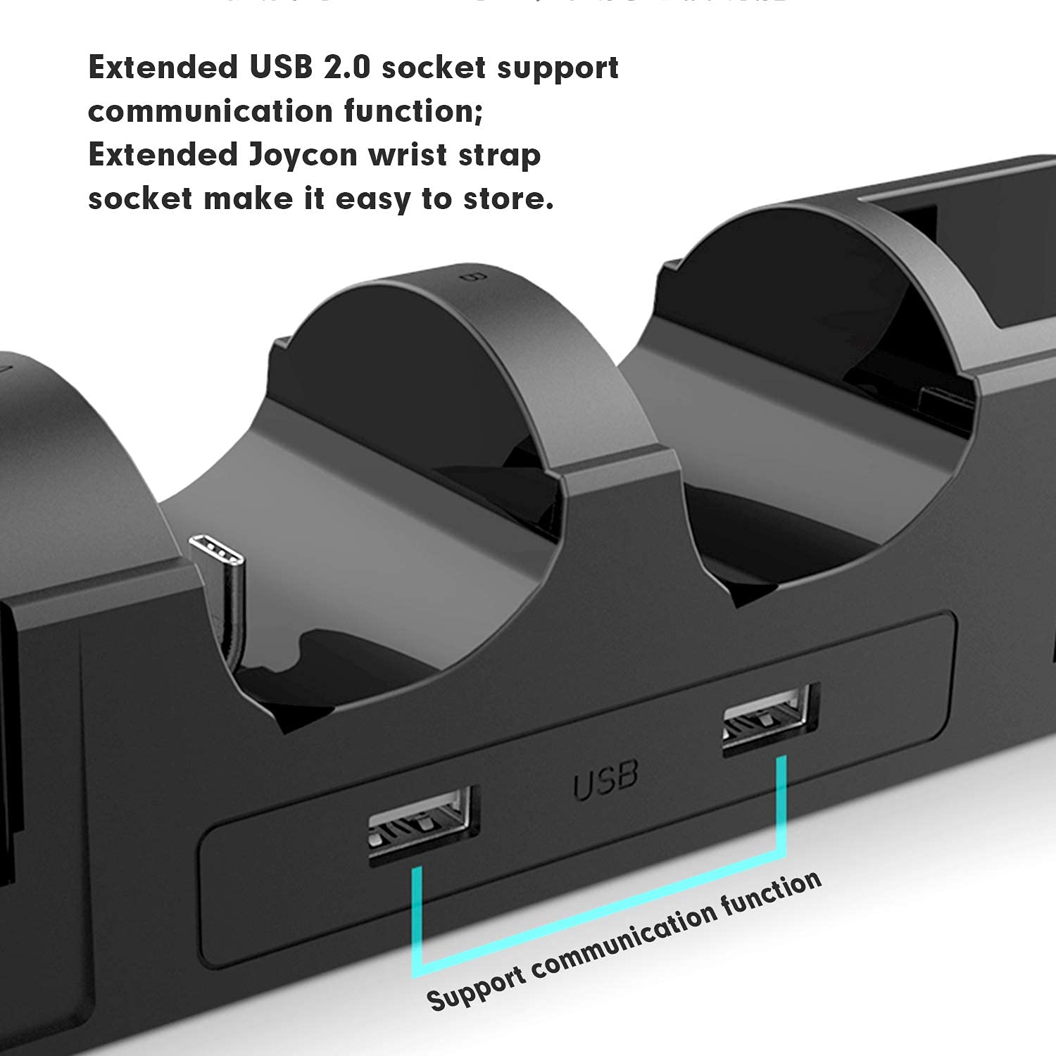 ECHZOVE Nintendo Switch Controller Charger - Fast Charging Dock for 4 Joy-Con & 2 Pro Controllers with USB 2.0 Ports | Includes 2 Joy-Con Wrist Straps | Perfect for Multiplayer Gaming Sessions & Family Game Nights (Not Compatible with PowerA Pro Controllers)