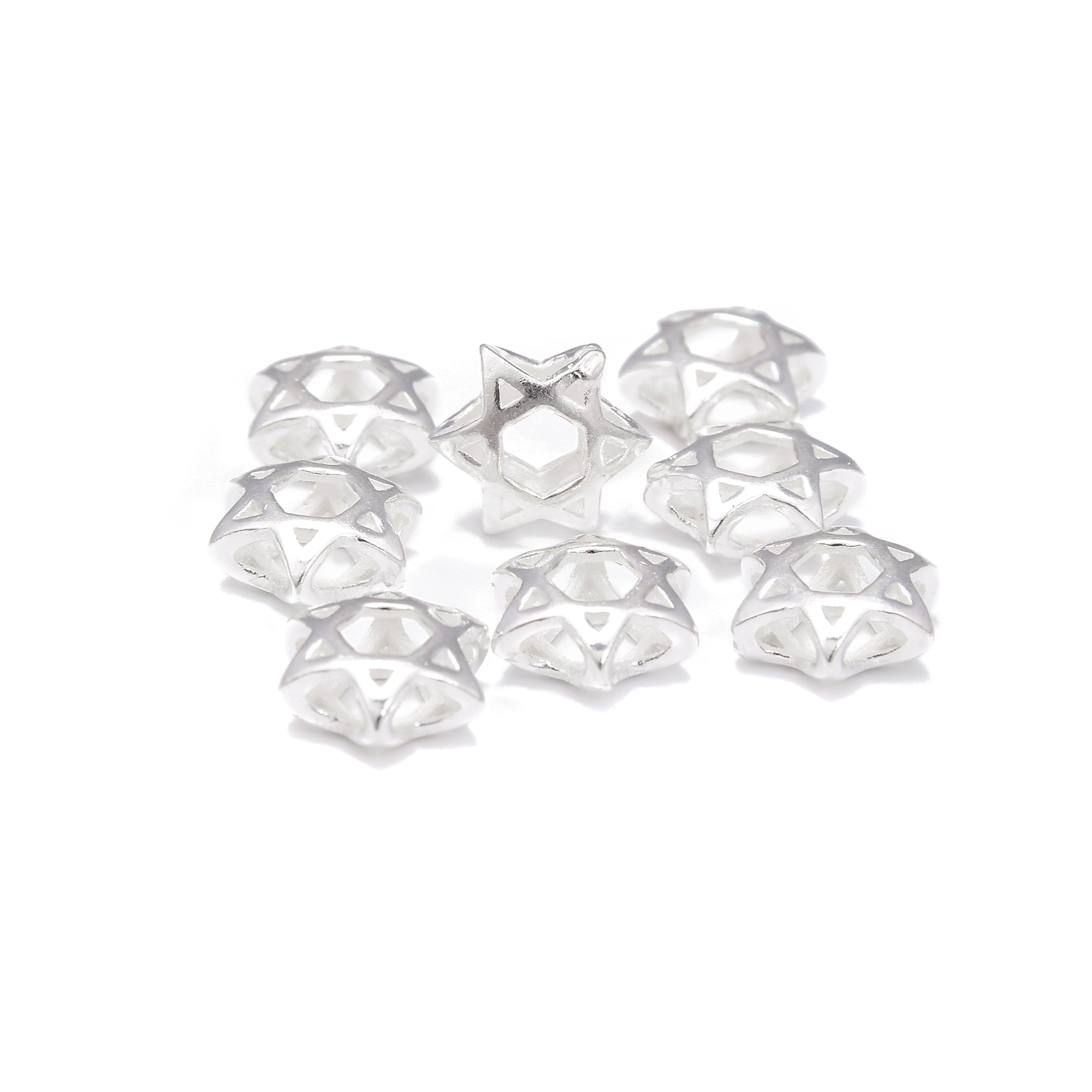 925 Sterling Silver Hollow Star Beads 4x10mm - 6pcs per Bag for Jewelry Making, DIY Bracelets & Necklaces - Perfect for Crafters & Gift Giving
