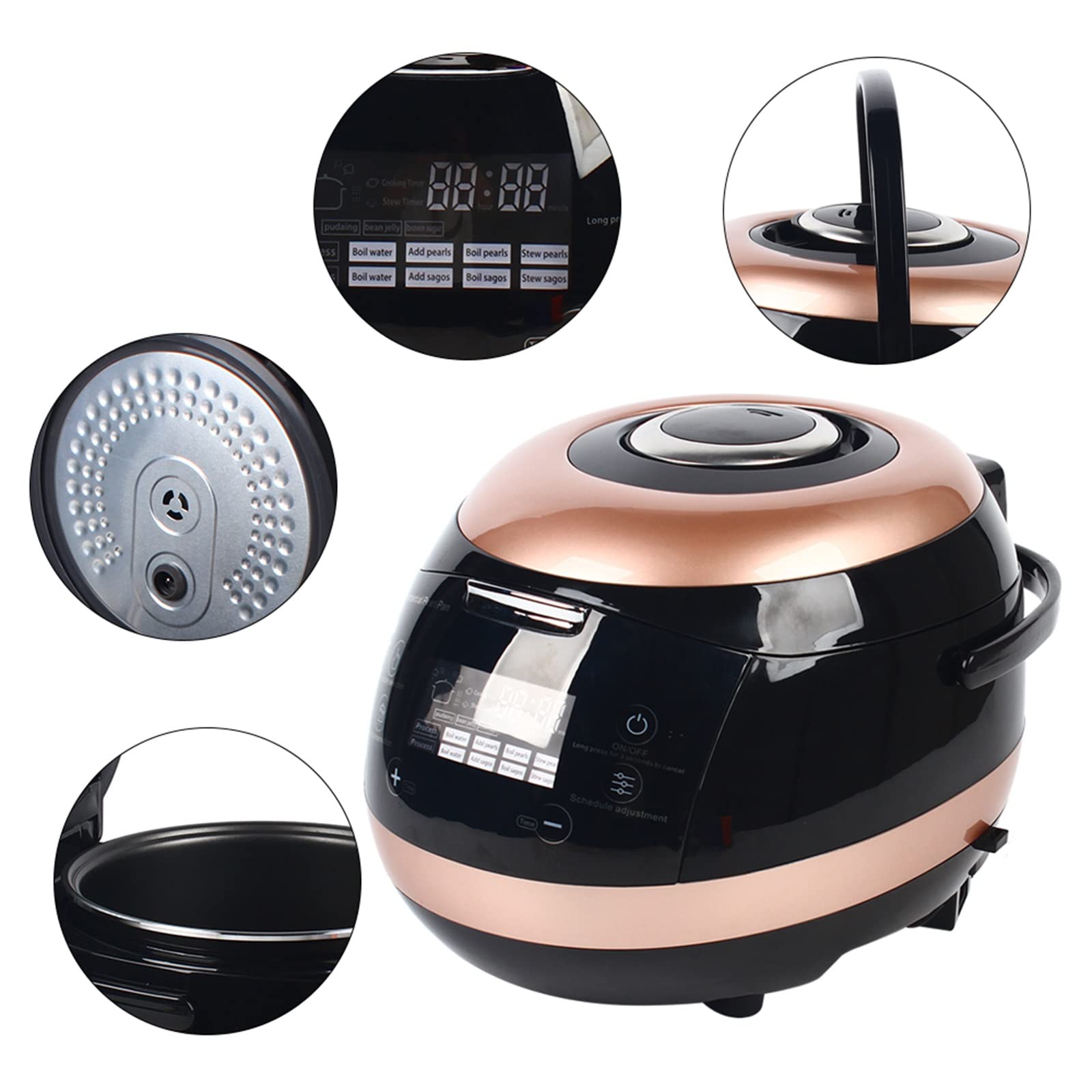 Commercial 5L Fully Automatic Black Tapioca Pearl Cooker with Touchscreen - 110V Electric Boba Maker for Bubble Tea, Milk Tea & Dessert Shops | Perfect for Tea Cafes, Home Use & Small Businesses