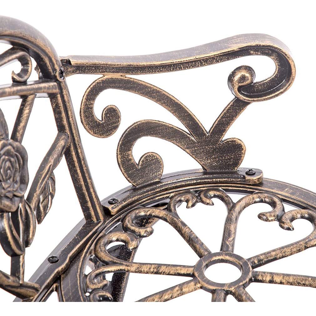 Antique Bronze Cast Aluminum Garden Bench - Durable Outdoor Patio Furniture for Park, Yard, Porch & Lawn - Perfect for Relaxing in Gardens, Pathways & Outdoor Spaces