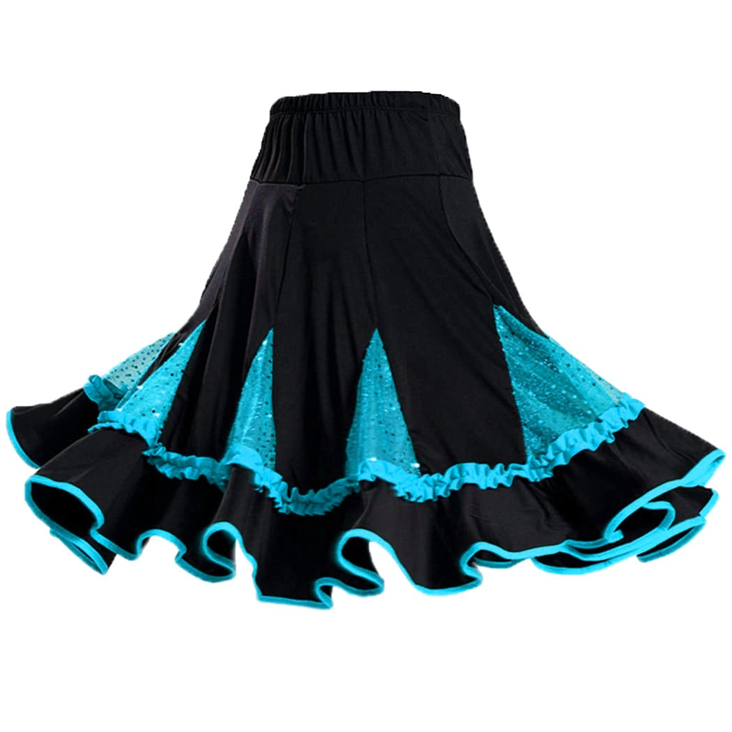 TWINKLEDE Women's Sequin Latin Dance Skirt - Elegant Swing Tango Costume for Salsa, Ballroom, and Performance