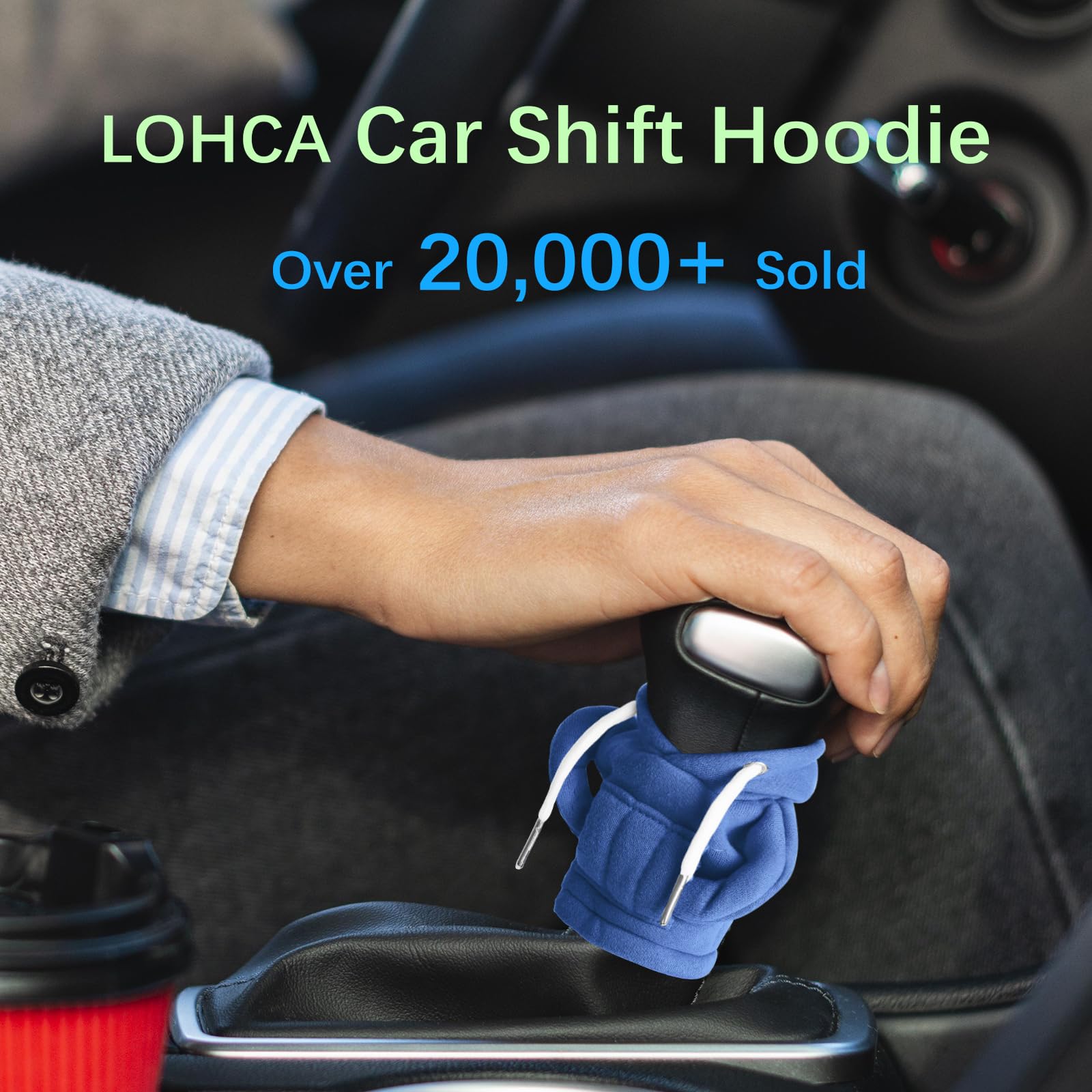 Car Gear Shift Knob Cover Hoodie - Cute Blue Shifter Knob Protector for Enhanced Car Interior Style, Perfect for Daily Driving and Road Trips