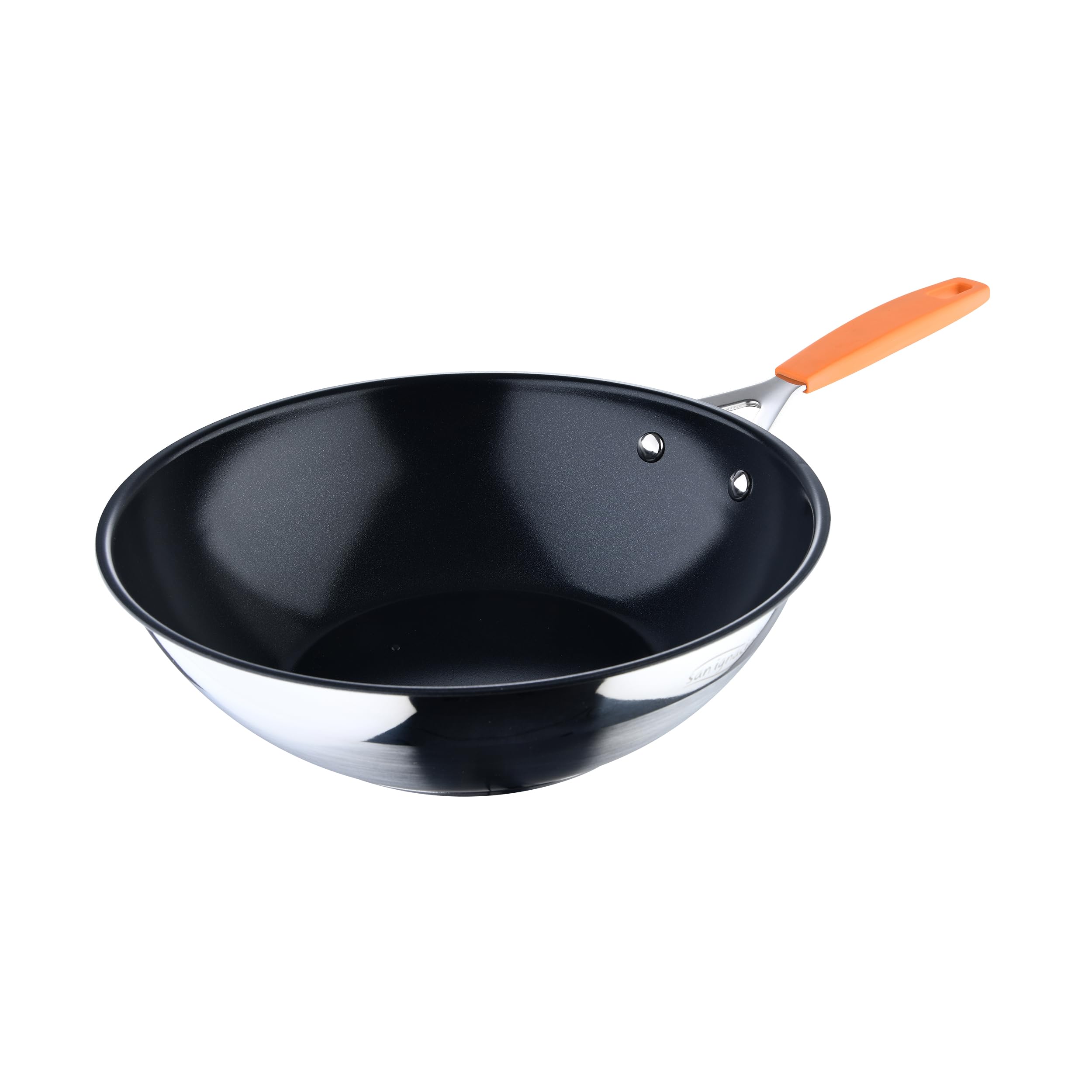 San Ignacio Compact 28cm Forged Aluminum Wok - Black Whitford Fusion Interior, Matte Exterior - Induction Compatible with Stainless Steel Trim - Perfect for Stir-Frying, Sautéing & Asian Cuisine