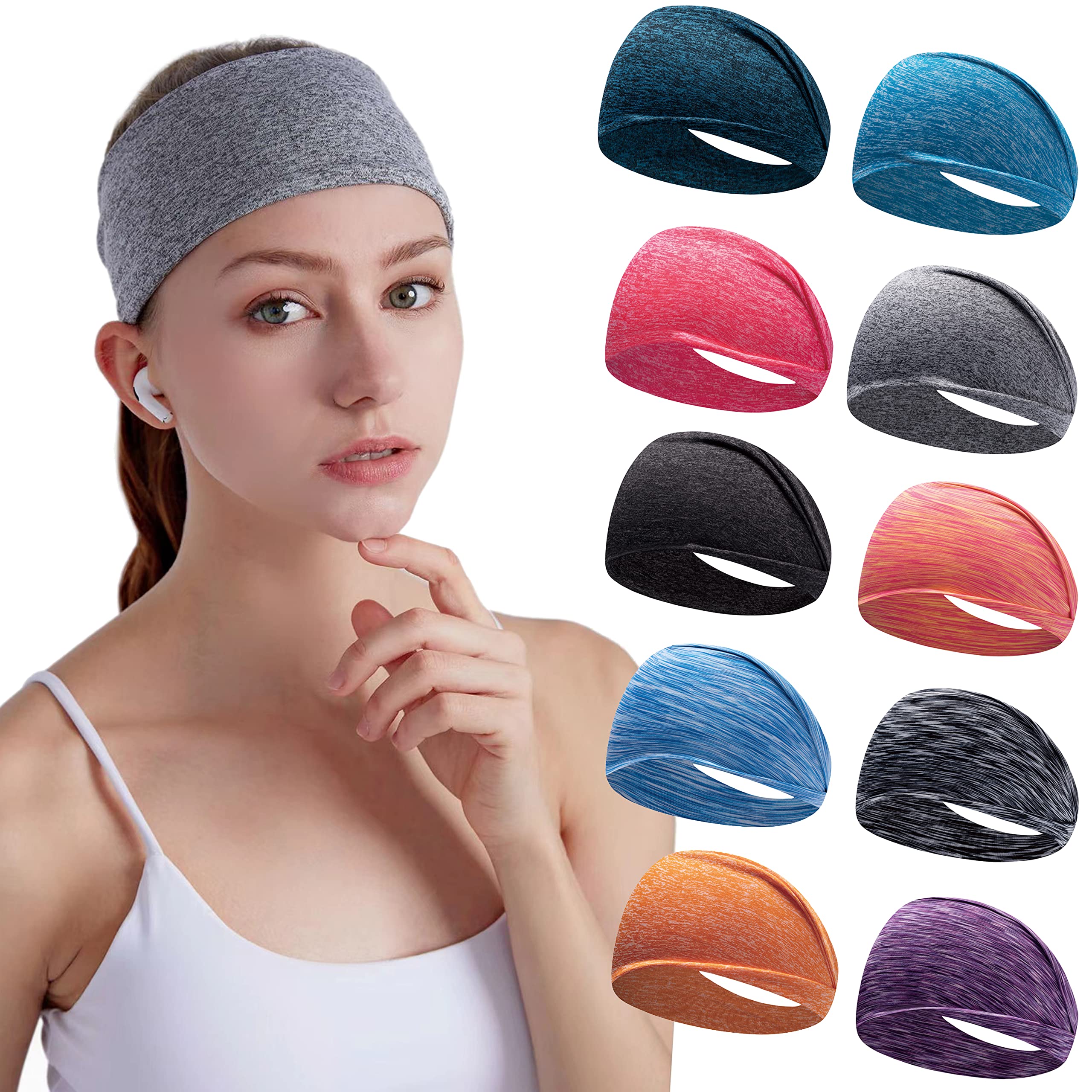 Non-Slip Workout Headbands for Women - Moisture Wicking Sports Hair Bands for Yoga, Fitness, Running & Travel - Elastic Sweatbands in 10 Colors (Style 1) | Perfect for Gym, Outdoor Activities & Active Lifestyles