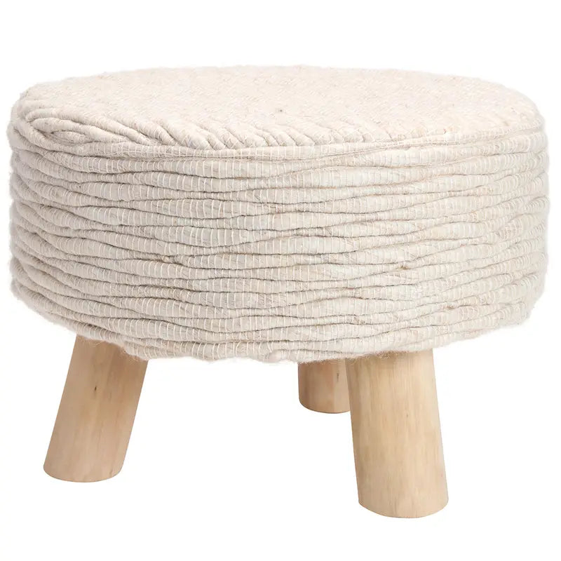Jaipur Living Penna Stool - Handcrafted Boho Ottoman with Geometric Pattern, Perfect for Living Room, Bedroom, or Nursery Decor