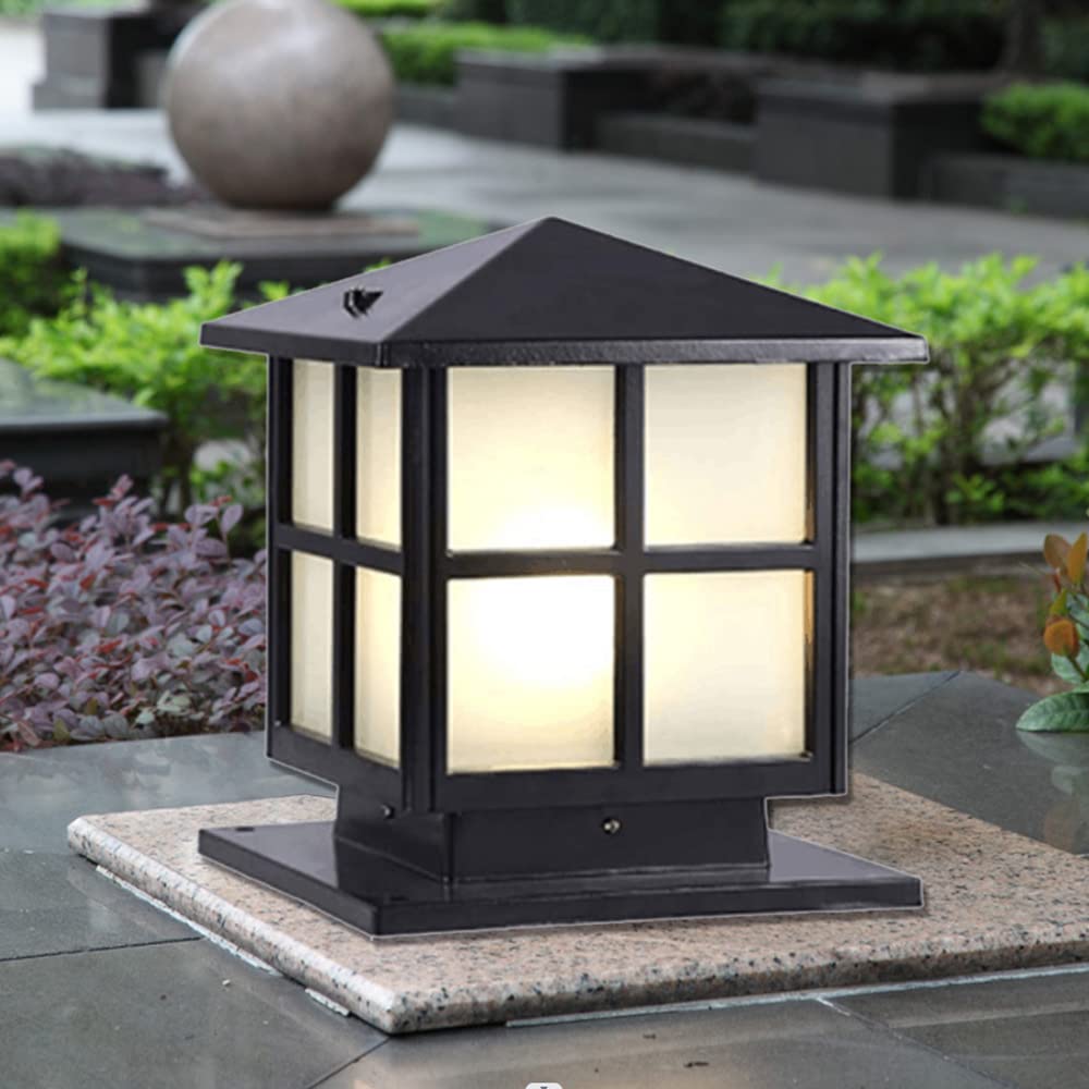 Modern Outdoor Post Lights Fixture - Aluminum Housing & Tempered Glass, IP65 Waterproof Yard Entry & Patio Pillar Lights for Garden, Driveway, Walkway Lighting